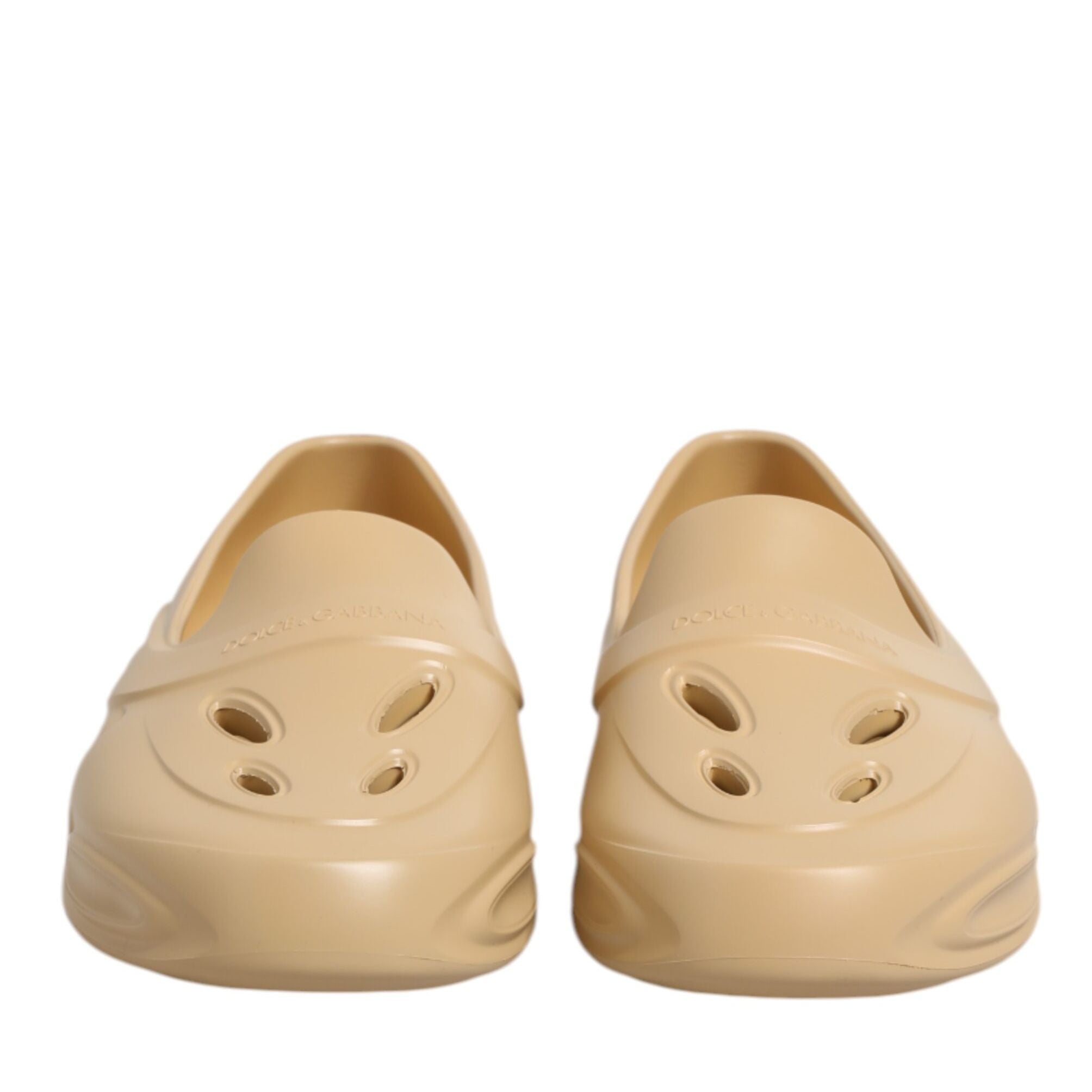 Dolce & Gabbana Beige Rubber Slides Low Top Sneakers Shoes