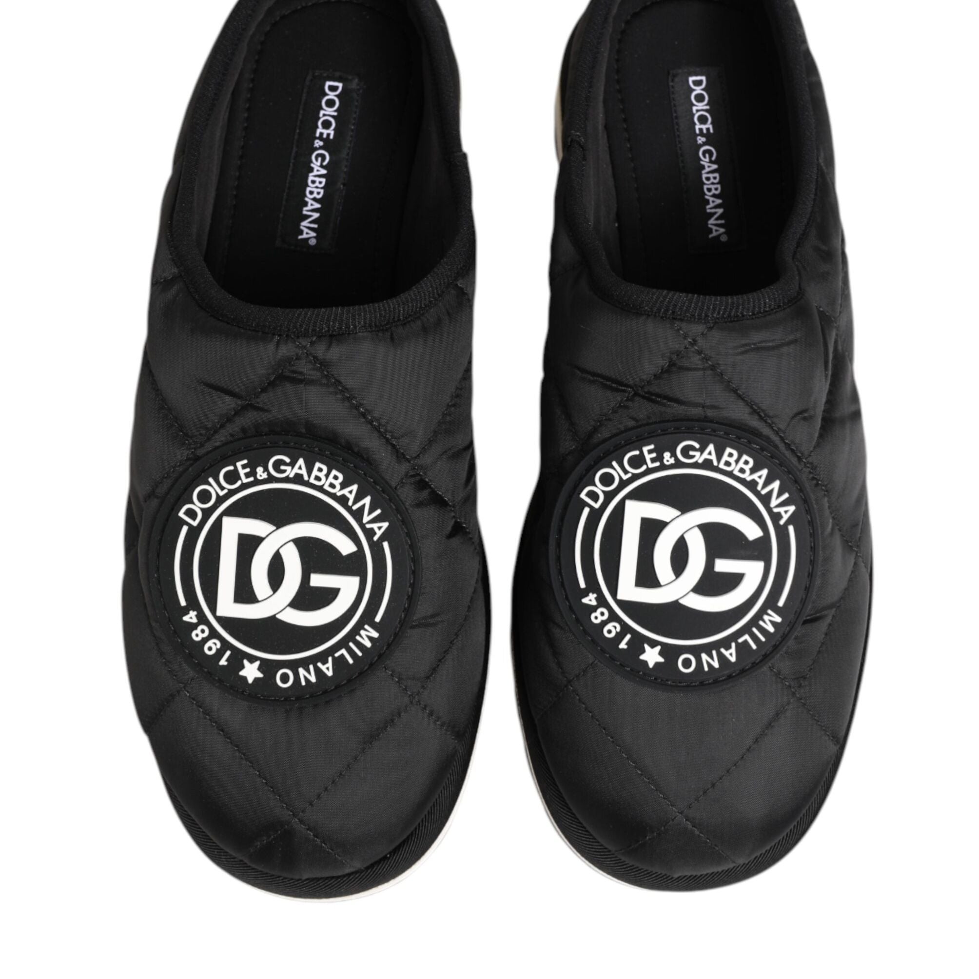 Dolce & Gabbana Black Nylon Low Top Slip On Sneaker Shoes