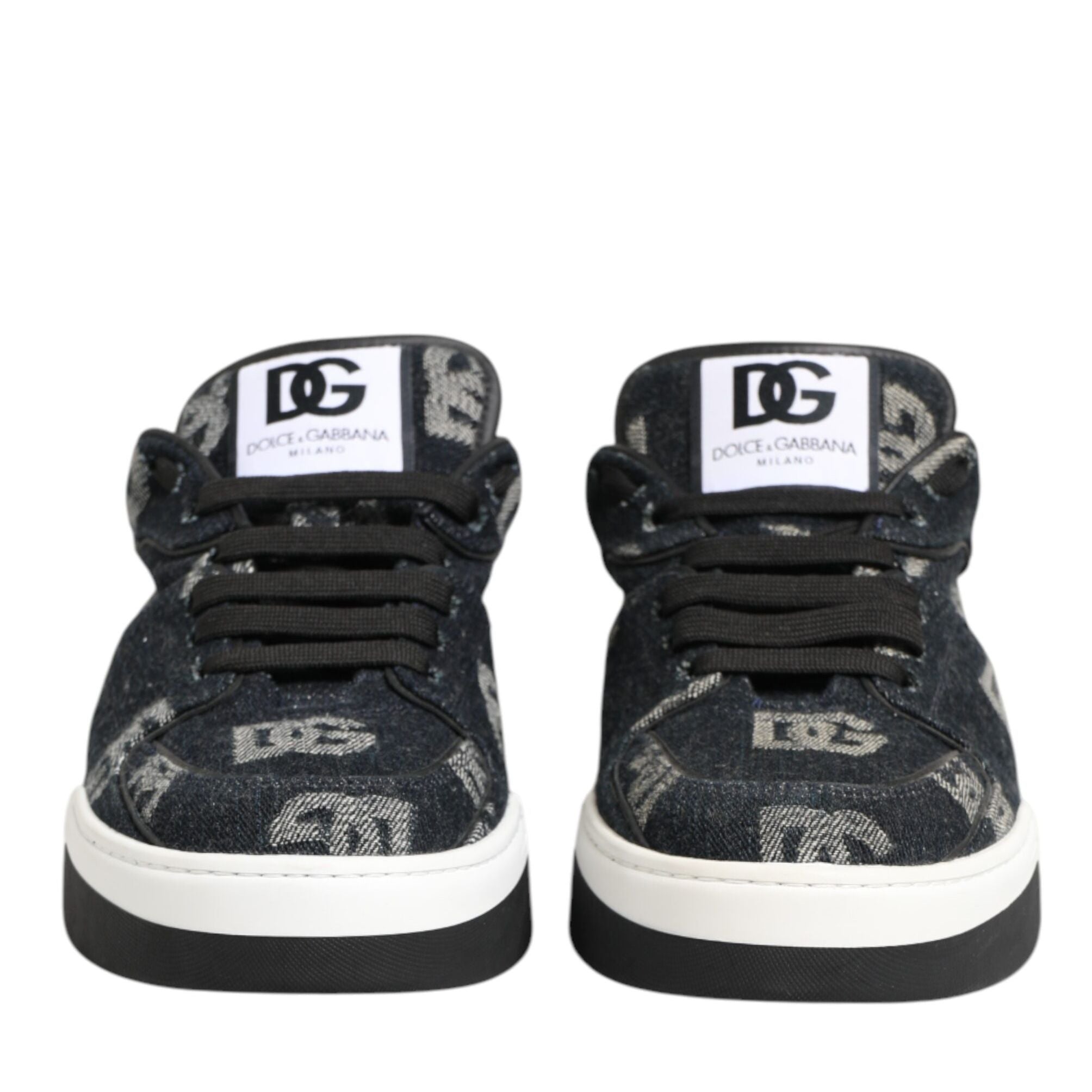 Dolce & Gabbana Blue Cotton Denim Logo Low Top Sneakers Shoes