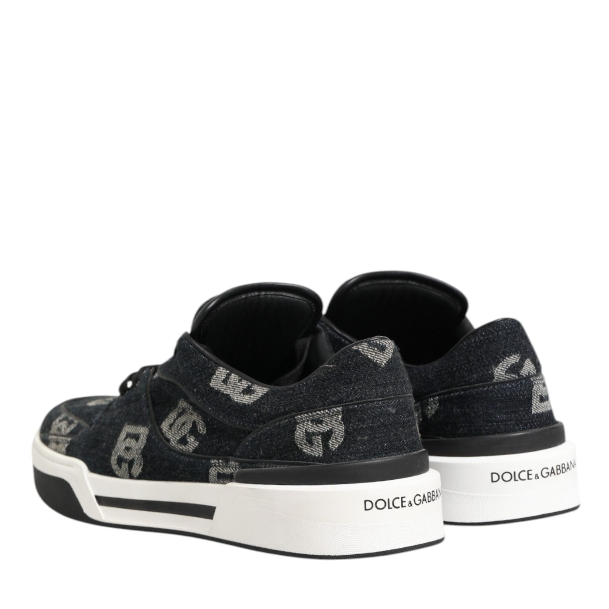 Dolce & Gabbana Blue Cotton Denim Logo Low Top Sneakers Shoes