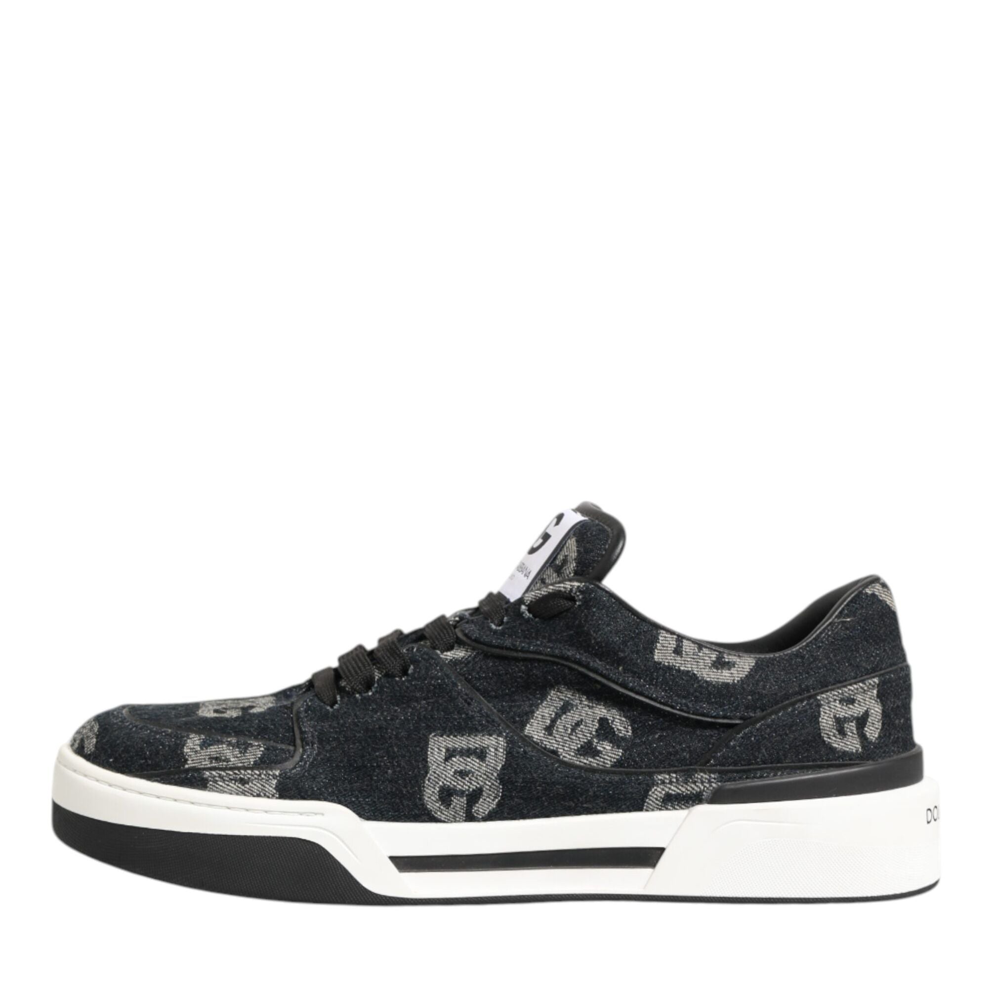 Dolce & Gabbana Blue Cotton Denim Logo Low Top Sneakers Shoes