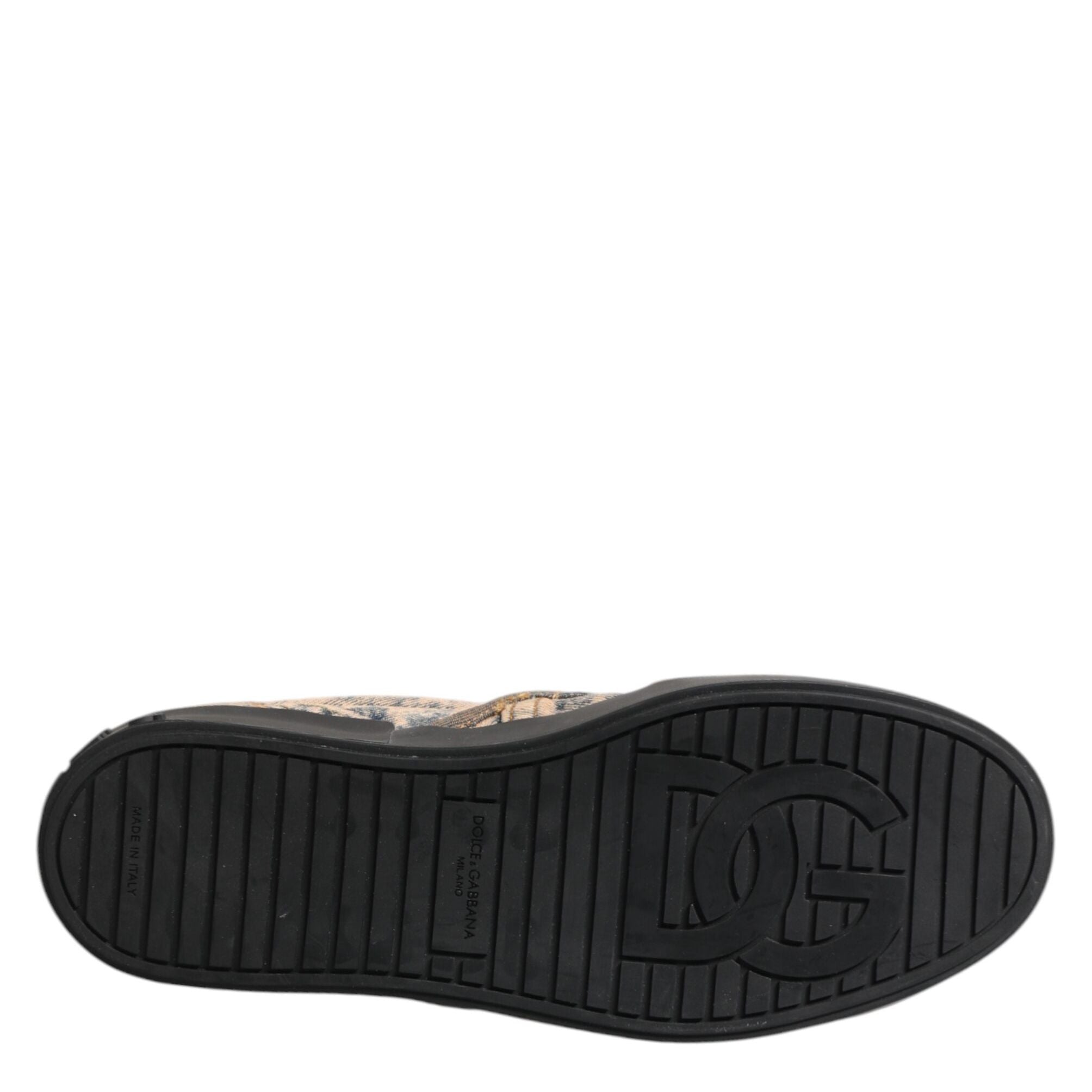 Dolce & Gabbana Beige Cotton Low Top Slip On Sneakers Shoes