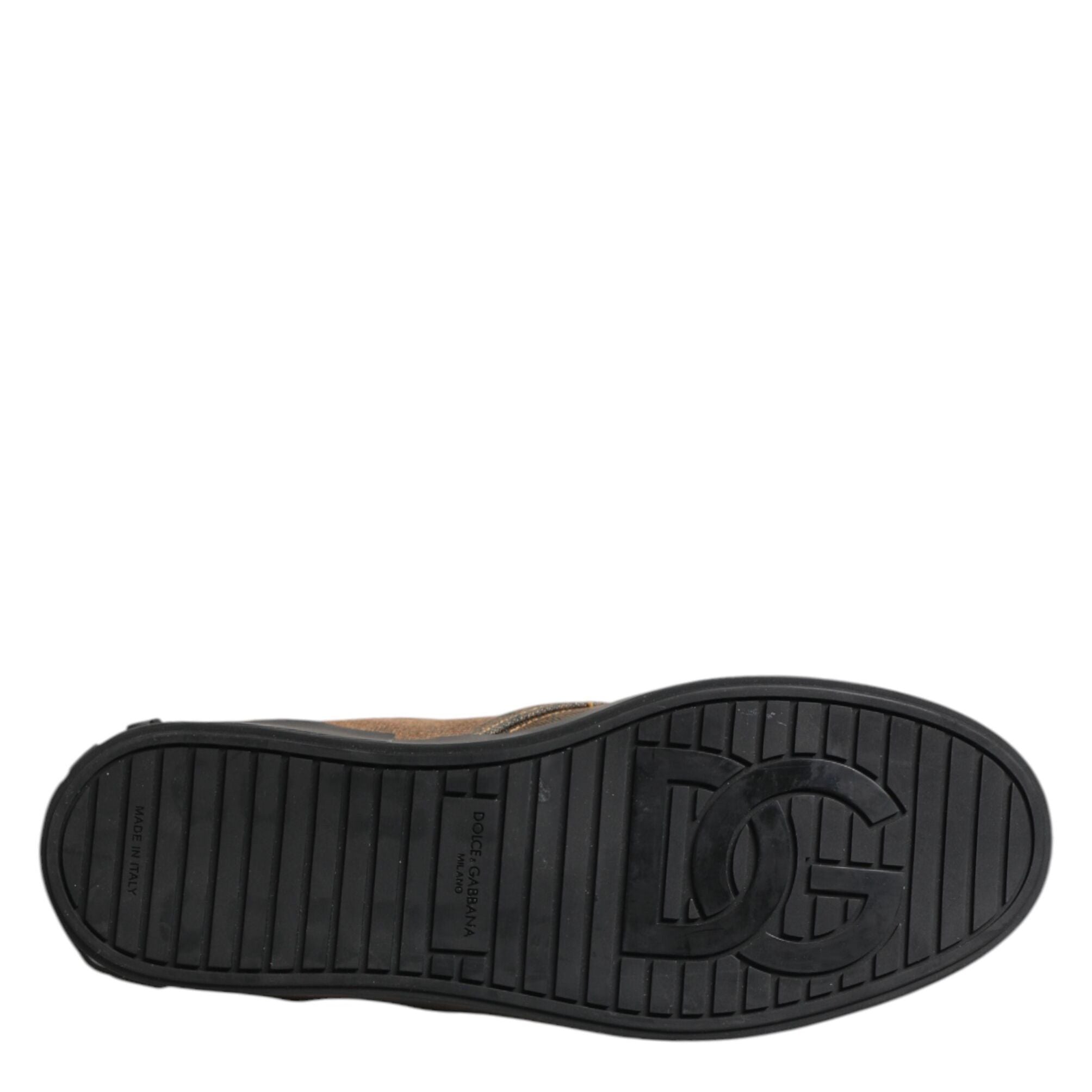 Dolce & Gabbana Brown Cotton Low Top Slip On Sneakers Shoes