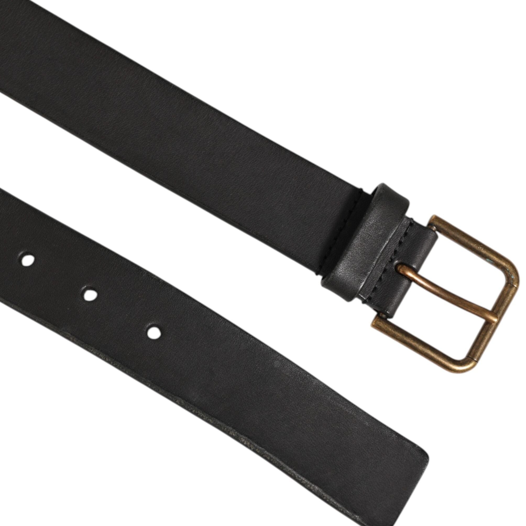 Dolce & Gabbana Black Leather Metal Buckle Classic Men Belt