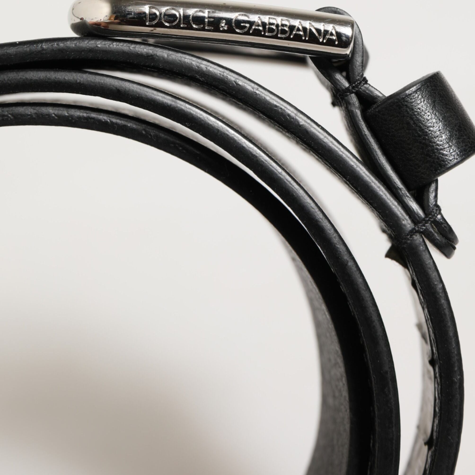 Dolce & Gabbana Black Leather Classic Metal Logo Buckle Belt