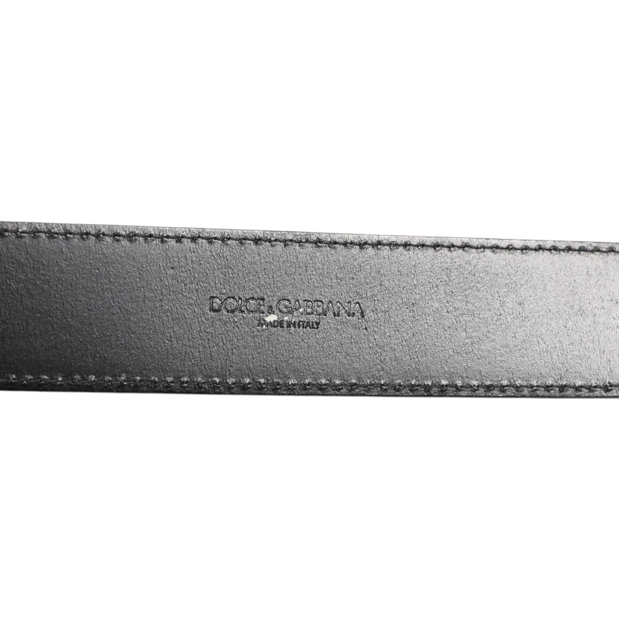 Dolce & Gabbana Black Leather Classic Metal Logo Buckle Belt
