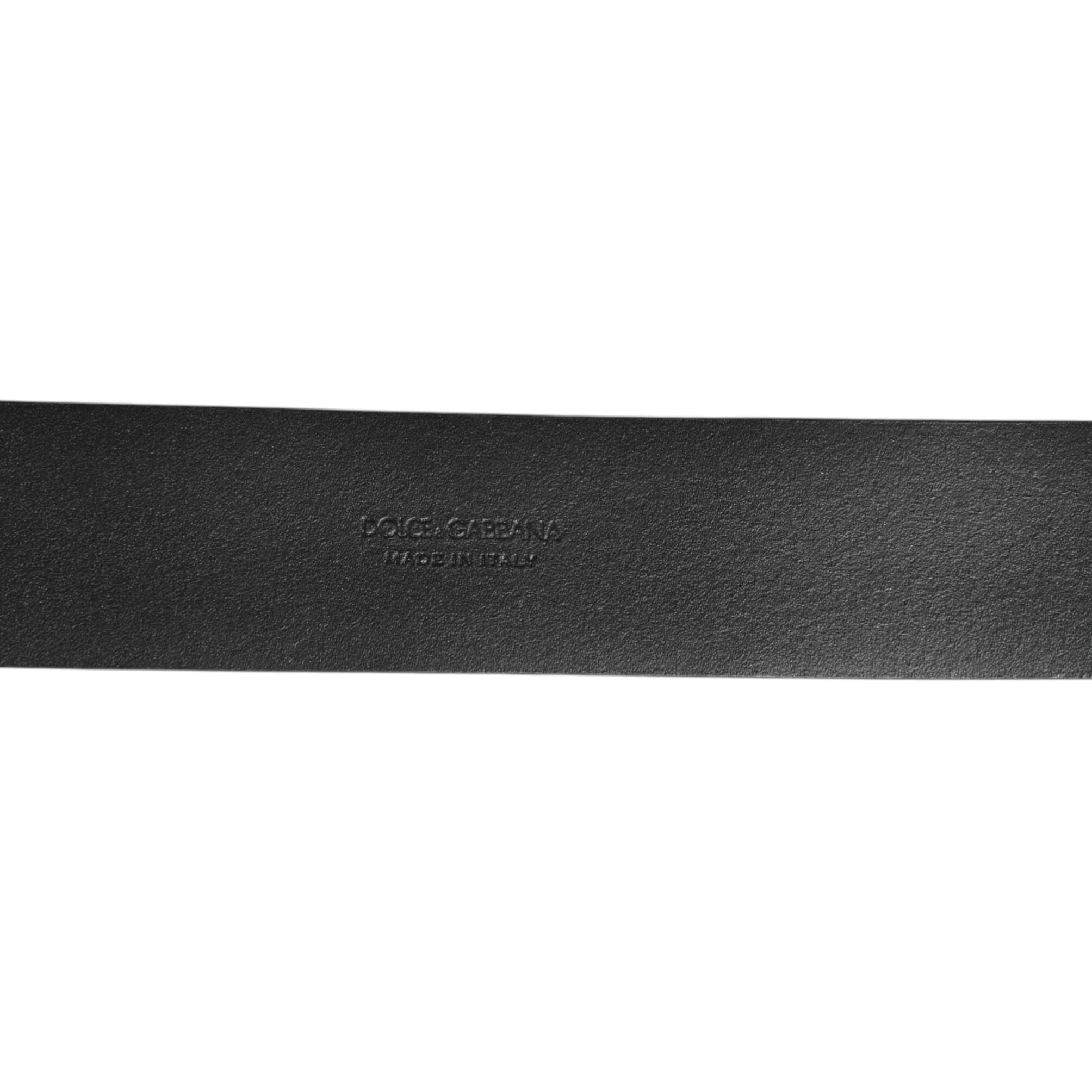 Dolce & Gabbana Black Leather Side Rings Brass Buckle Belt