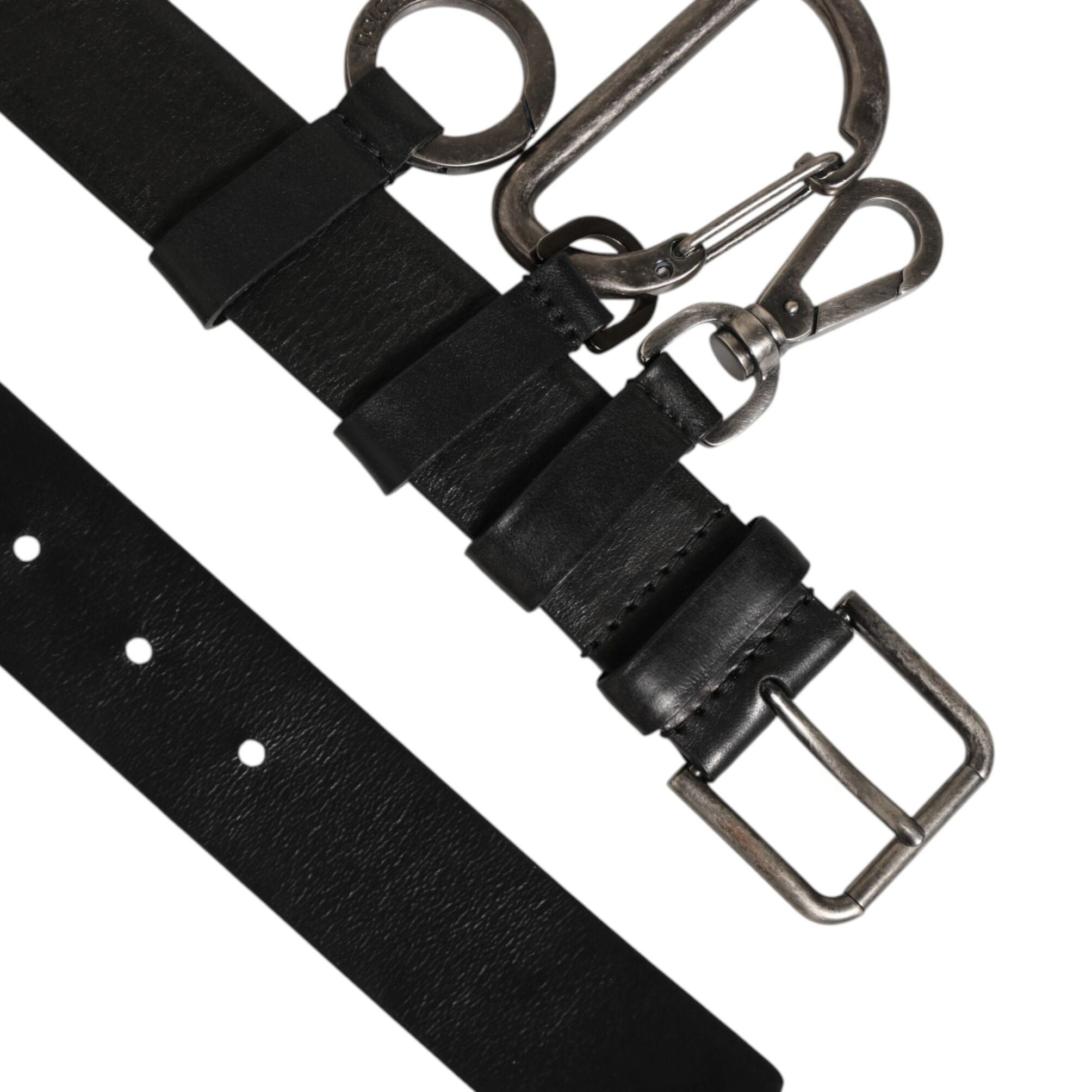 Dolce & Gabbana Black Key Ring Clip Attachments Buckle Belt