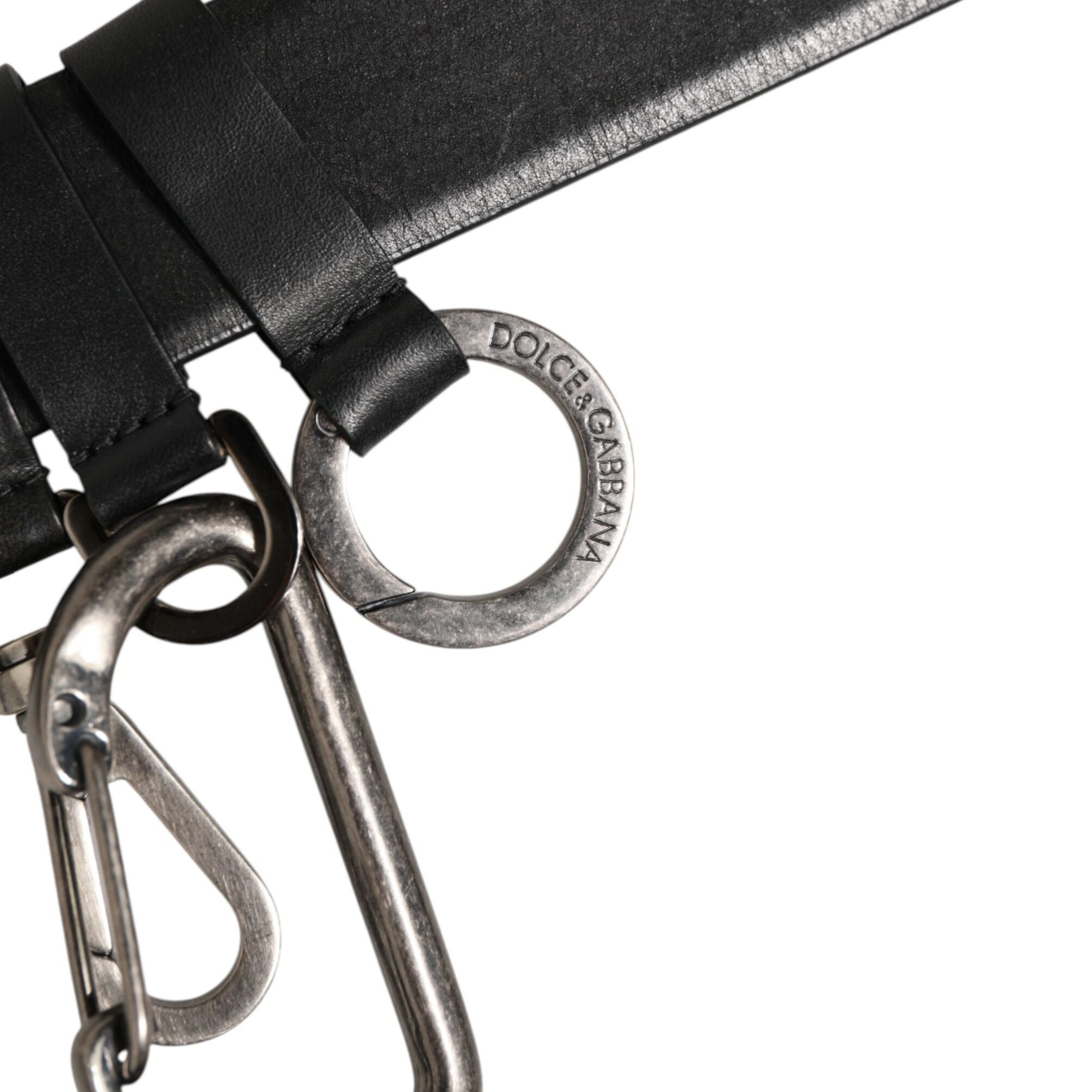 Dolce & Gabbana Black Key Ring Clip Attachments Buckle Belt