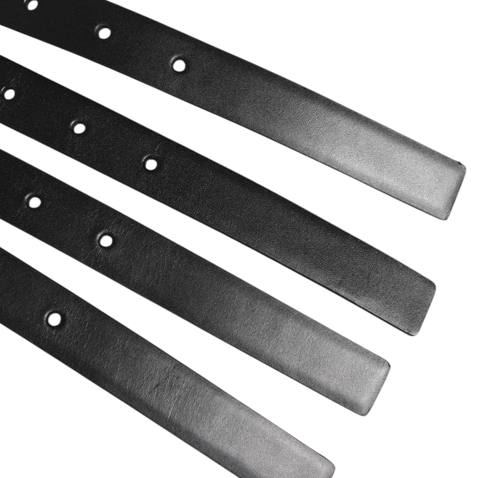 Dolce & Gabbana Black Leather 4-Strap Metal Multi-Buckle Belt