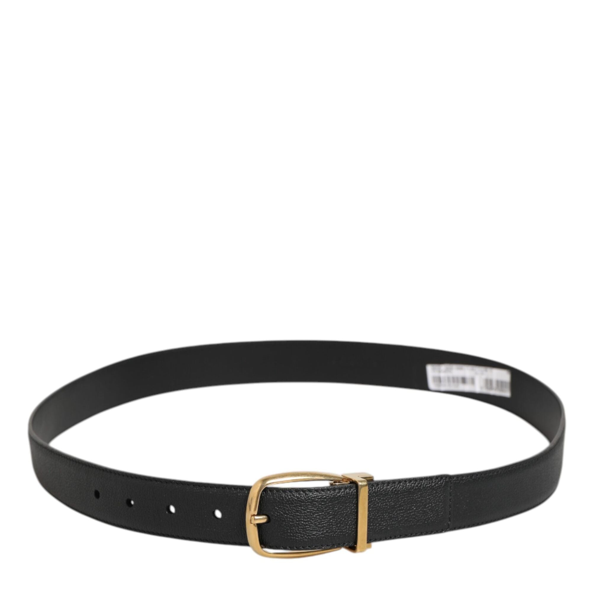 Dolce & Gabbana Black Leather Classic Metal Logo Buckle Belt