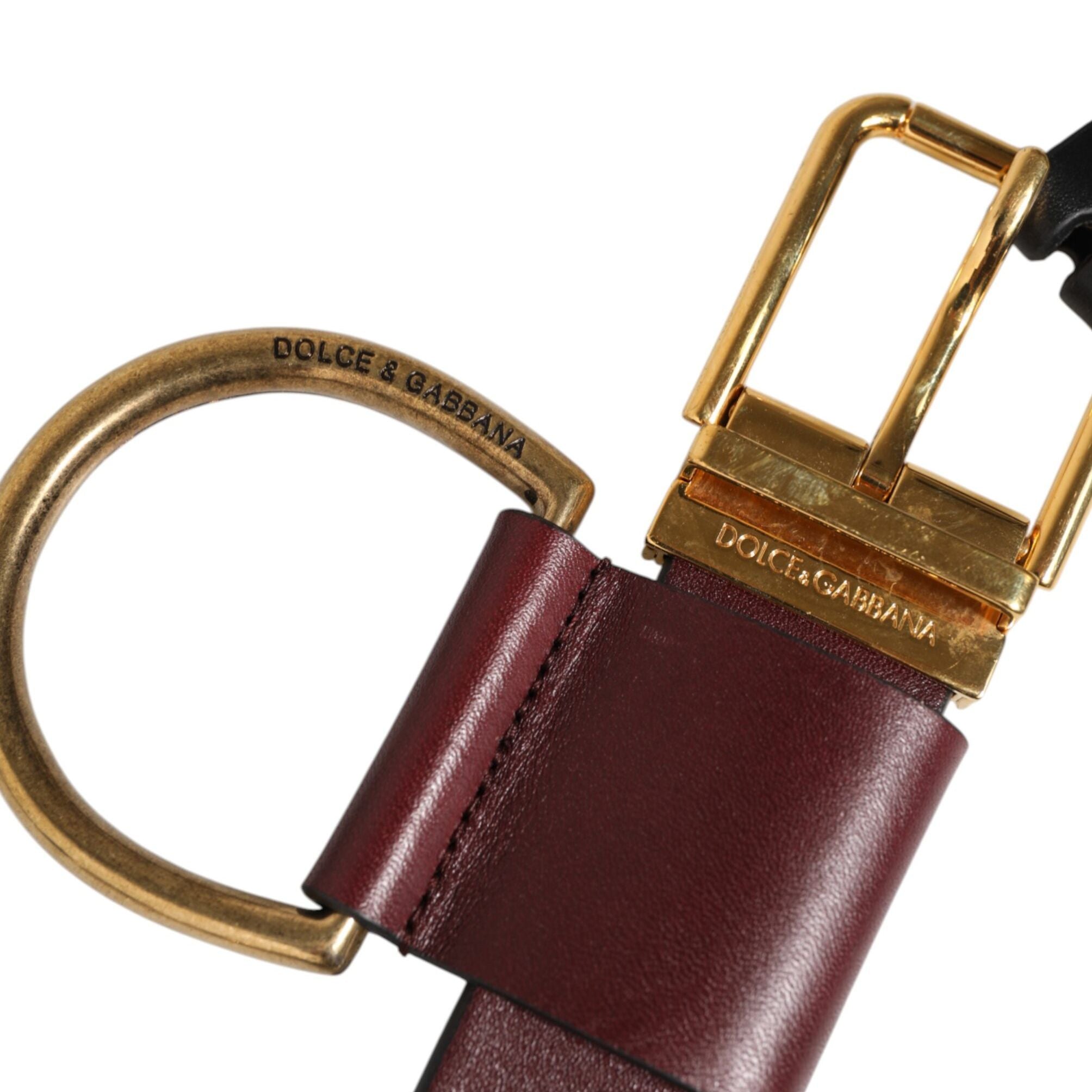 Dolce & Gabbana Brown Key Ring Clip Attachments Buckle Belt