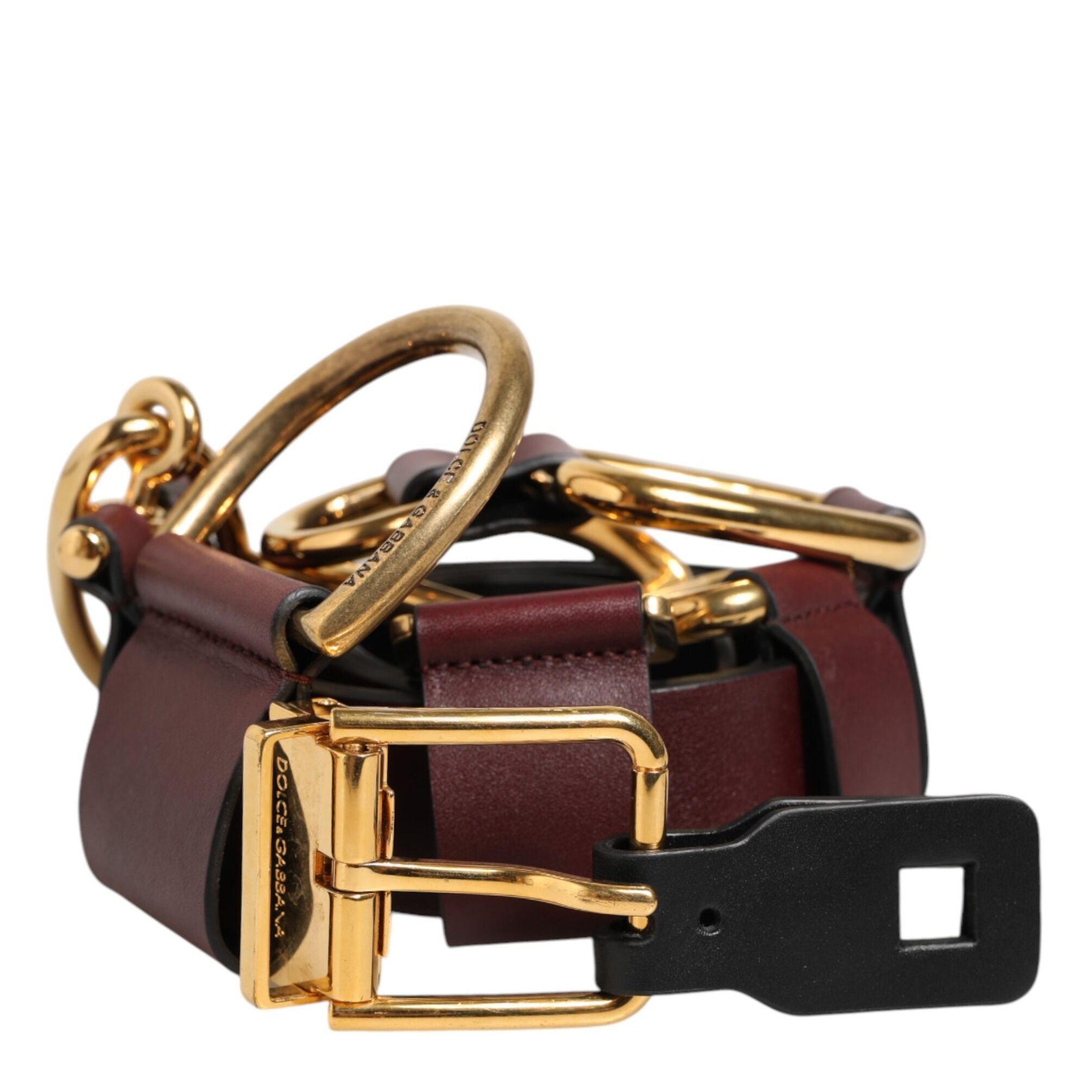 Dolce & Gabbana Brown Key Ring Clip Attachments Buckle Belt