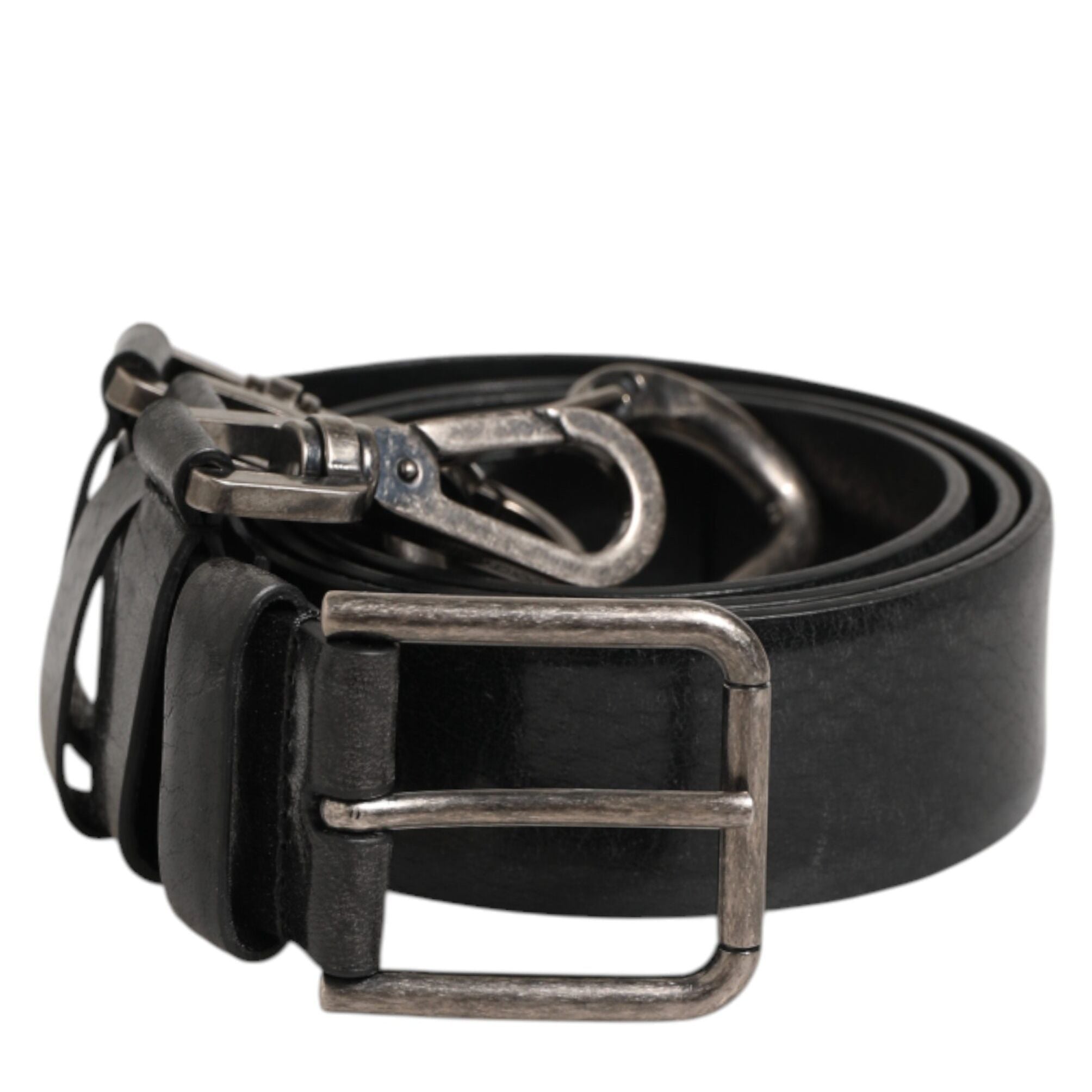 Dolce & Gabbana Black Key Ring Clip Attachments Buckle Belt