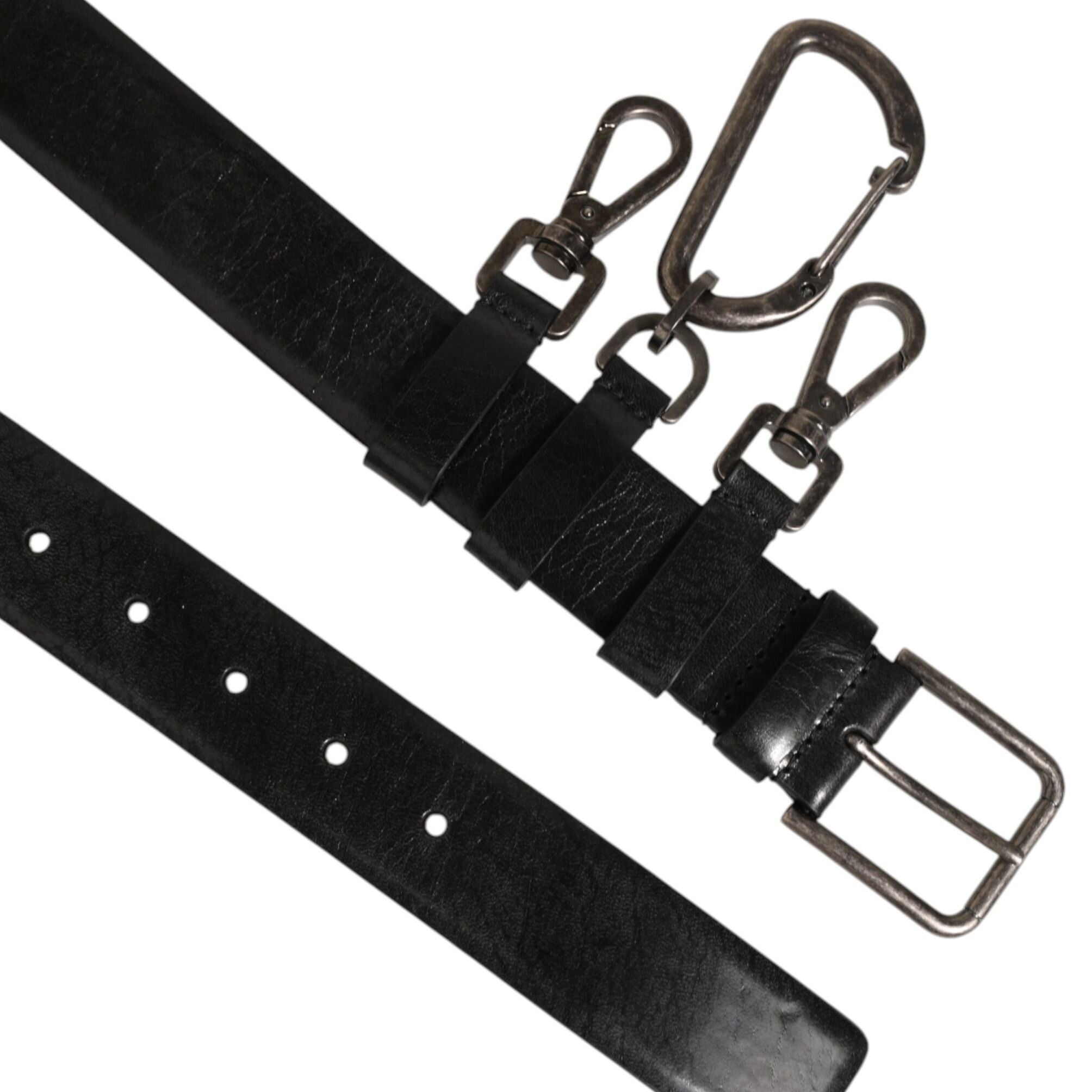 Dolce & Gabbana Black Key Ring Clip Attachments Buckle Belt