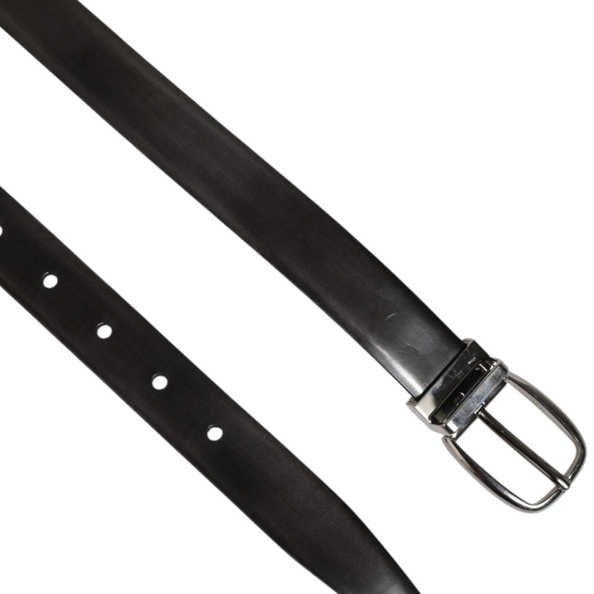 Dolce & Gabbana Black Classic Leather Silver-Tone Buckle Belt