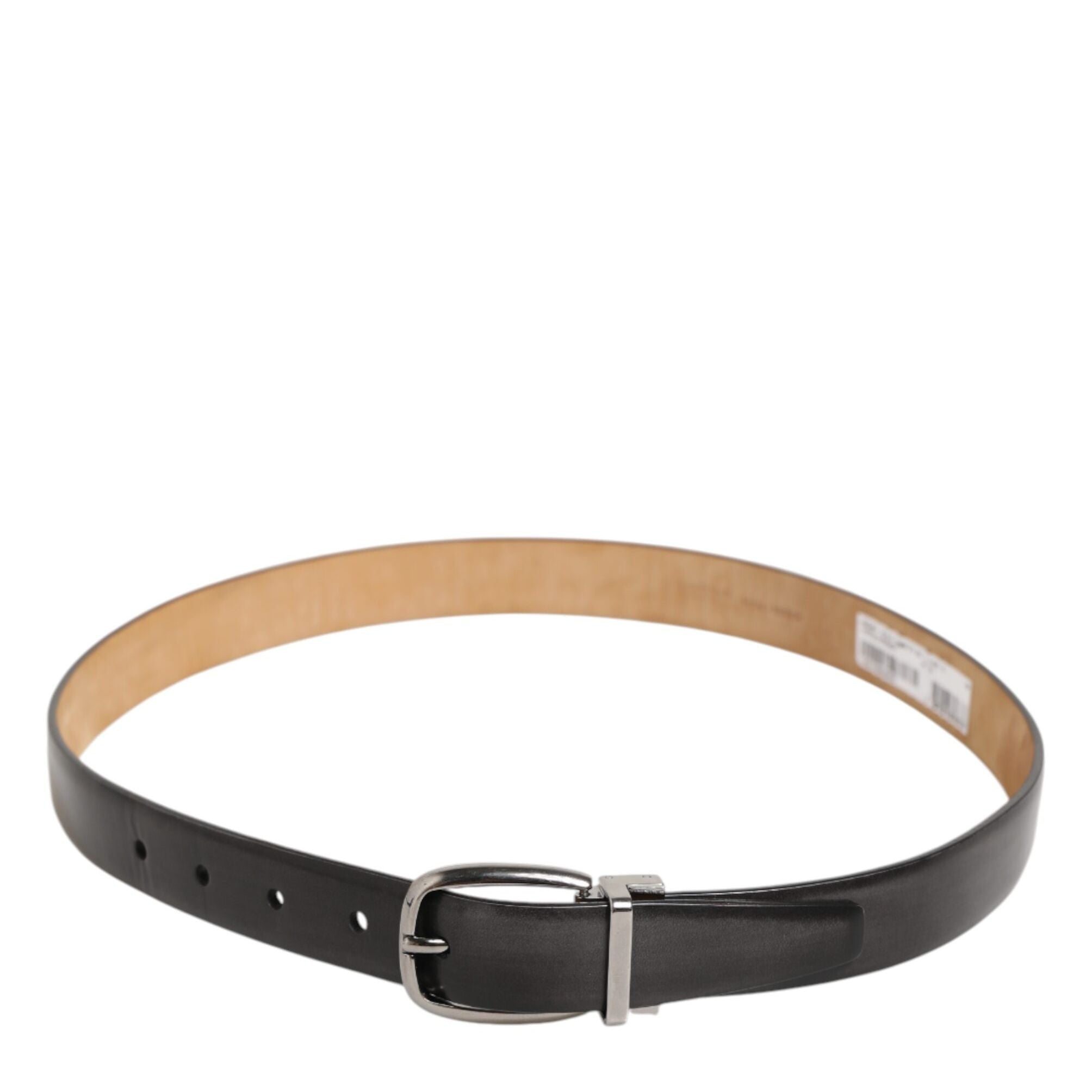Dolce & Gabbana Black Classic Leather Silver-Tone Buckle Belt