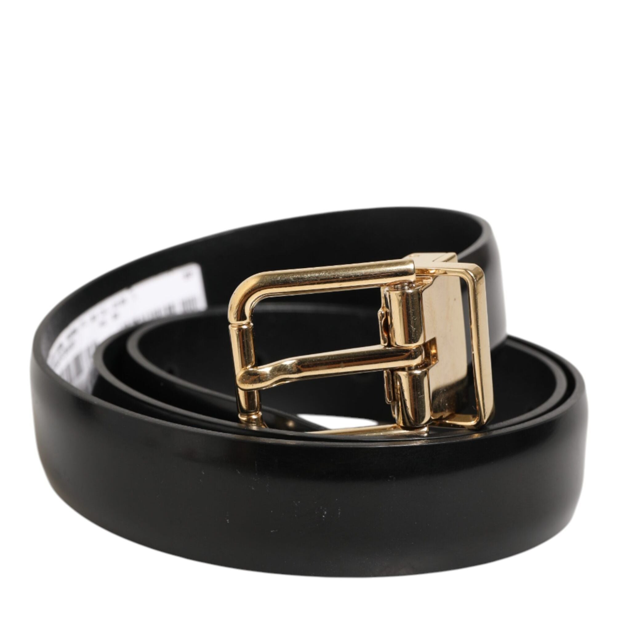 Dolce & Gabbana Black Classic Leather Gold-Tone Buckle Belt