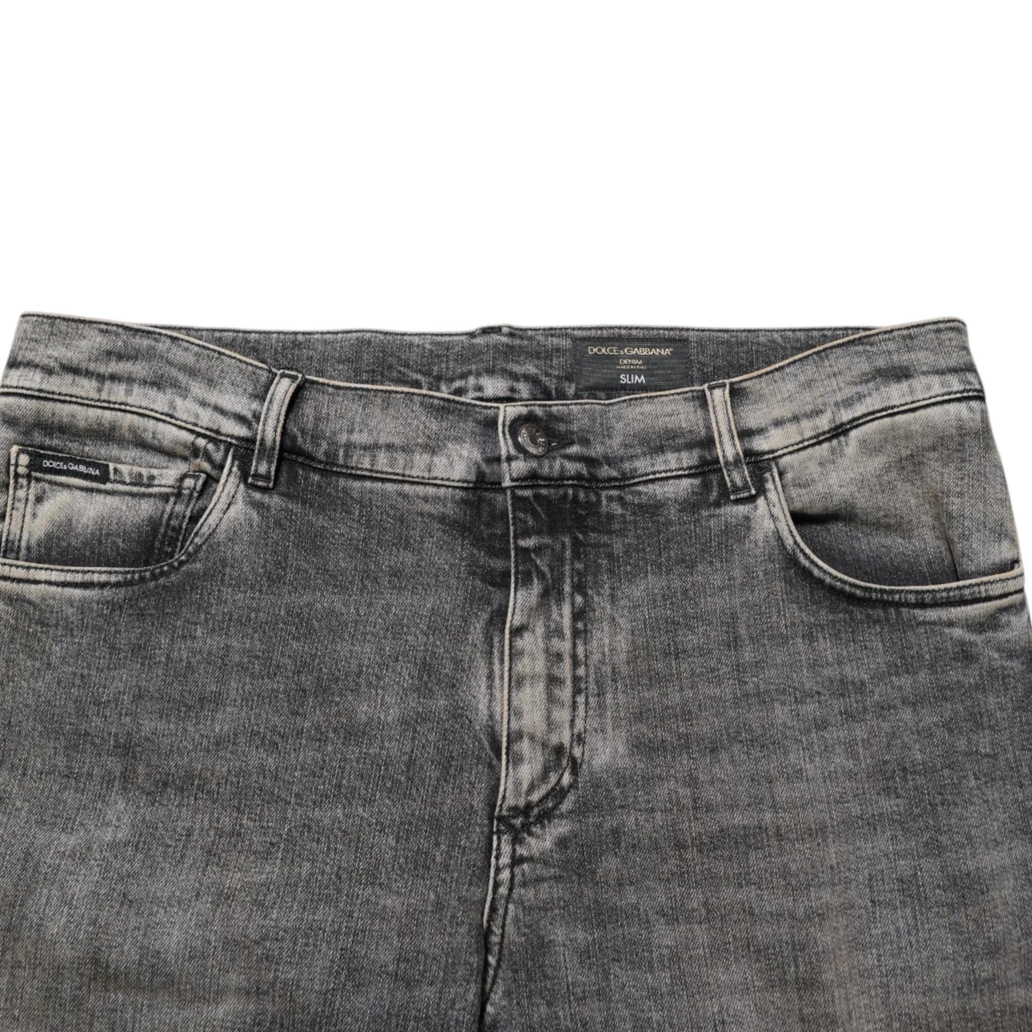 Dolce & Gabbana Gray Cotton Stretch Slim Fit Men Denim Jeans