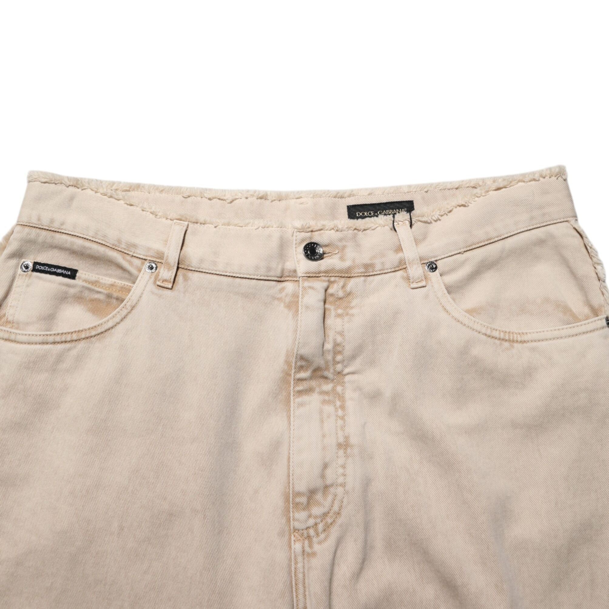 Dolce & Gabbana Beige Cotton Straight Denim Trouser Jeans