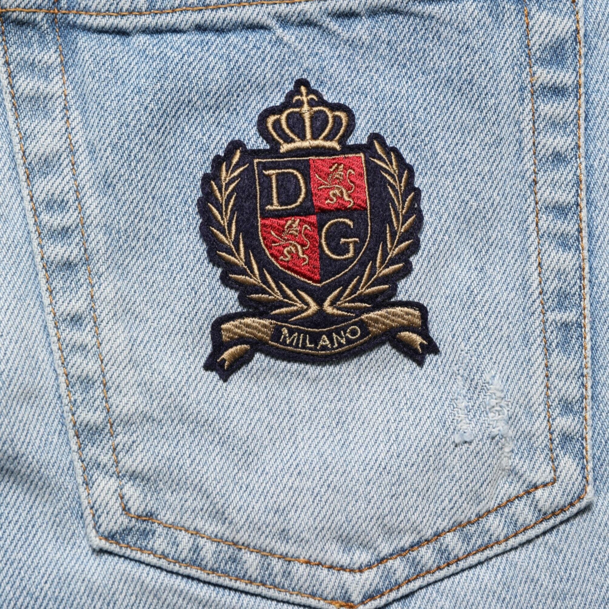 Dolce & Gabbana Blue Cotton Distressed Denim Bermuda  Shorts