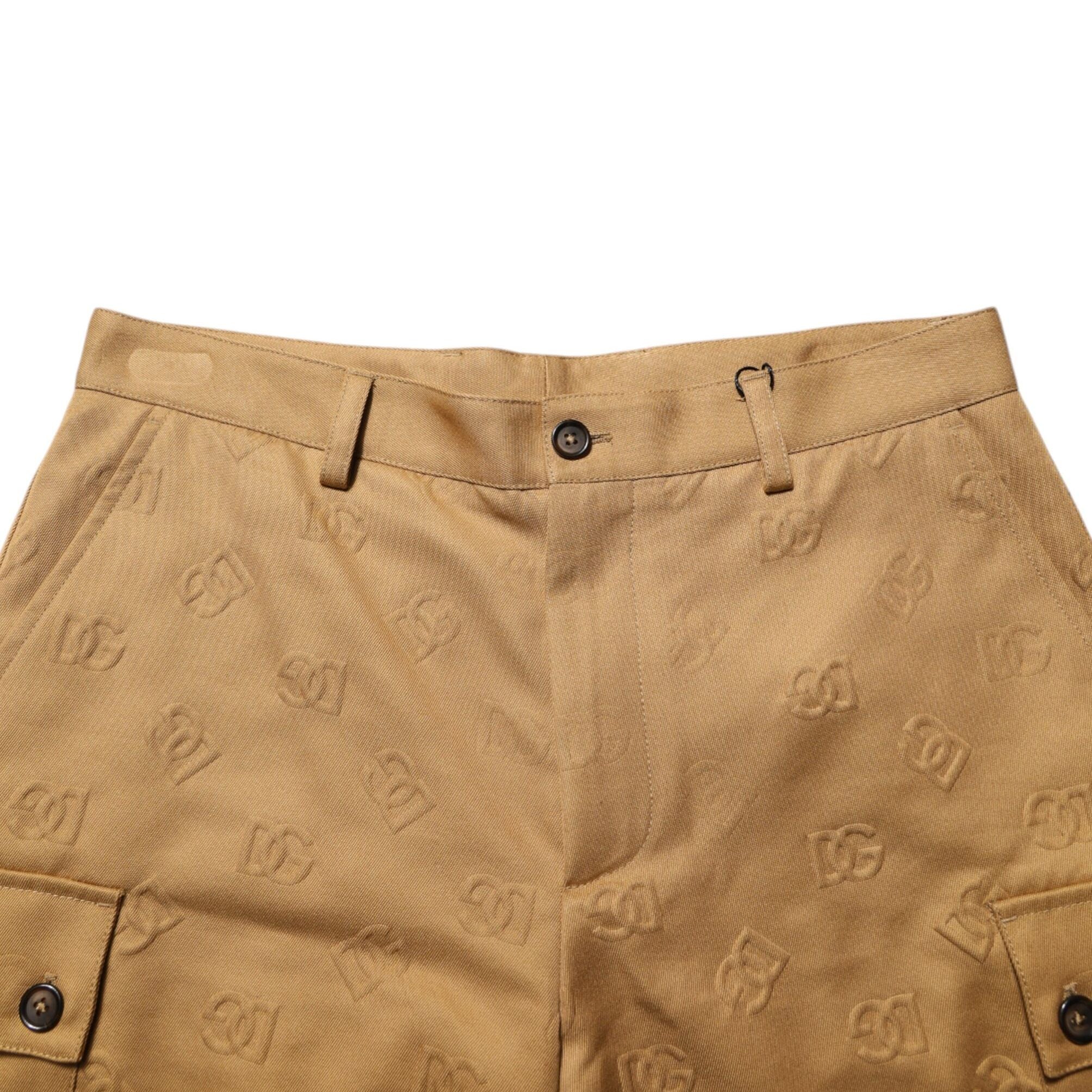 Dolce & Gabbana Brown Cotton Stretch Logo CargoBermuda Shorts