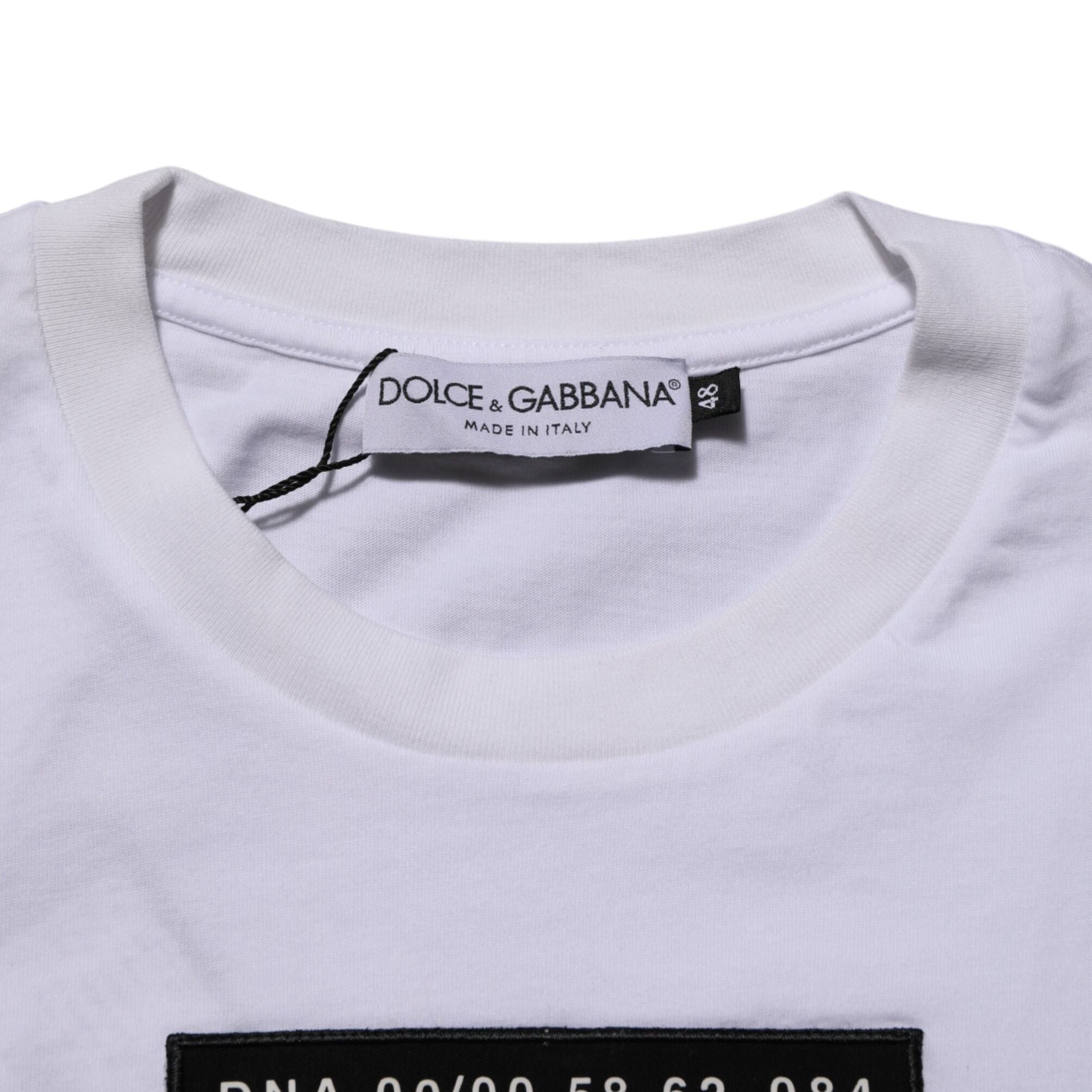 Dolce & Gabbana White Cotton Logo Print Crew Neck Men T-shirt