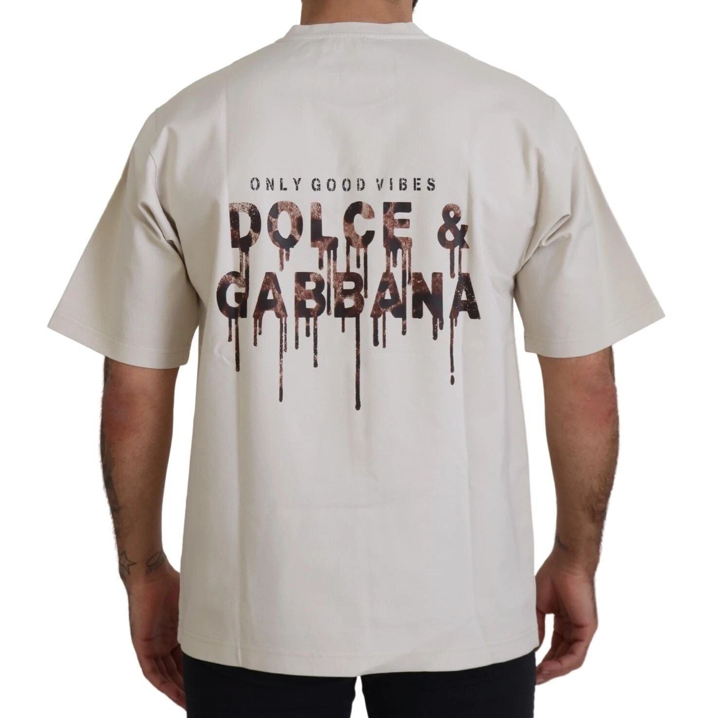 Dolce & Gabbana Ivory Cotton Ivory Printed Crewneck