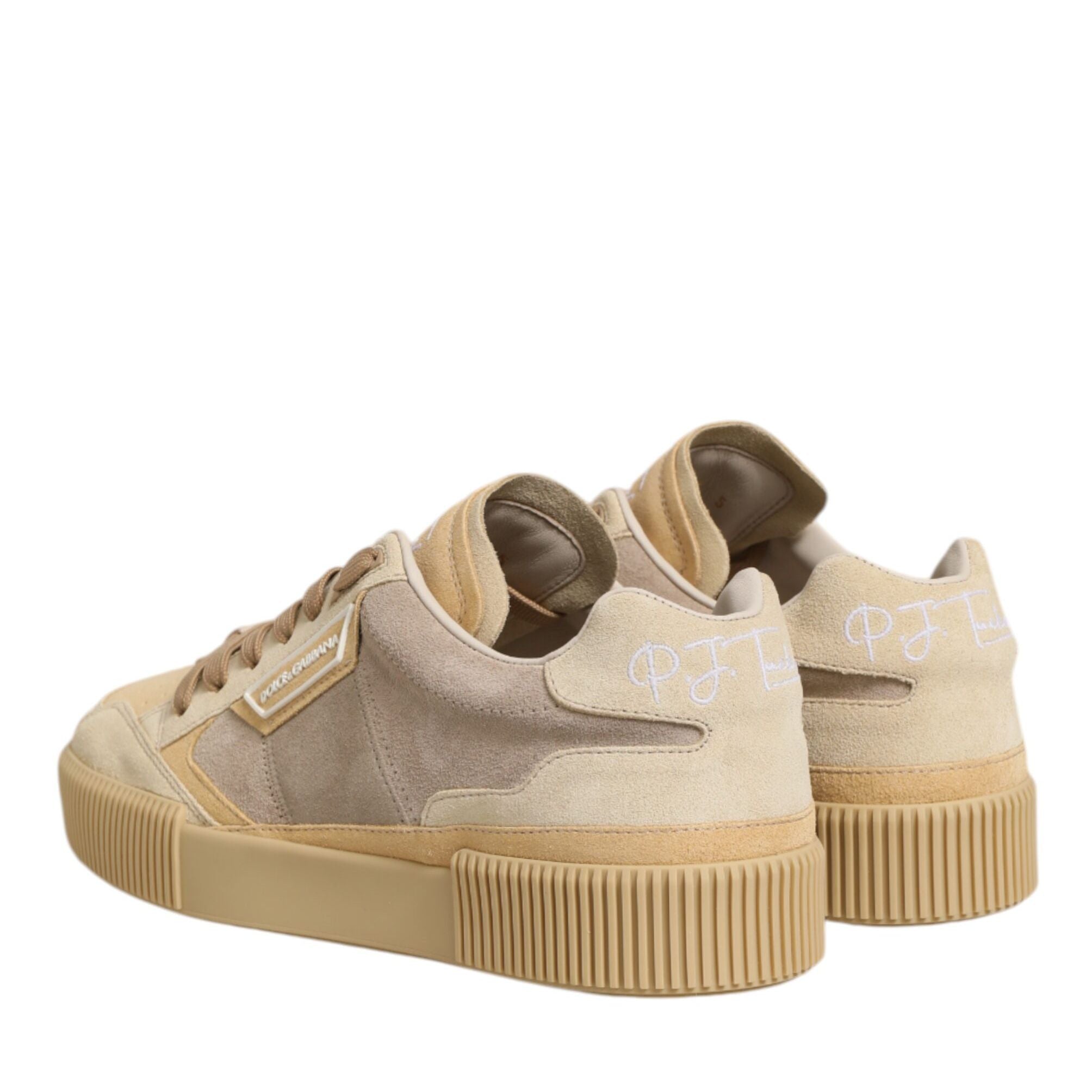 Dolce & Gabbana Beige Leather Miami Low Top Sneakers Men Shoes