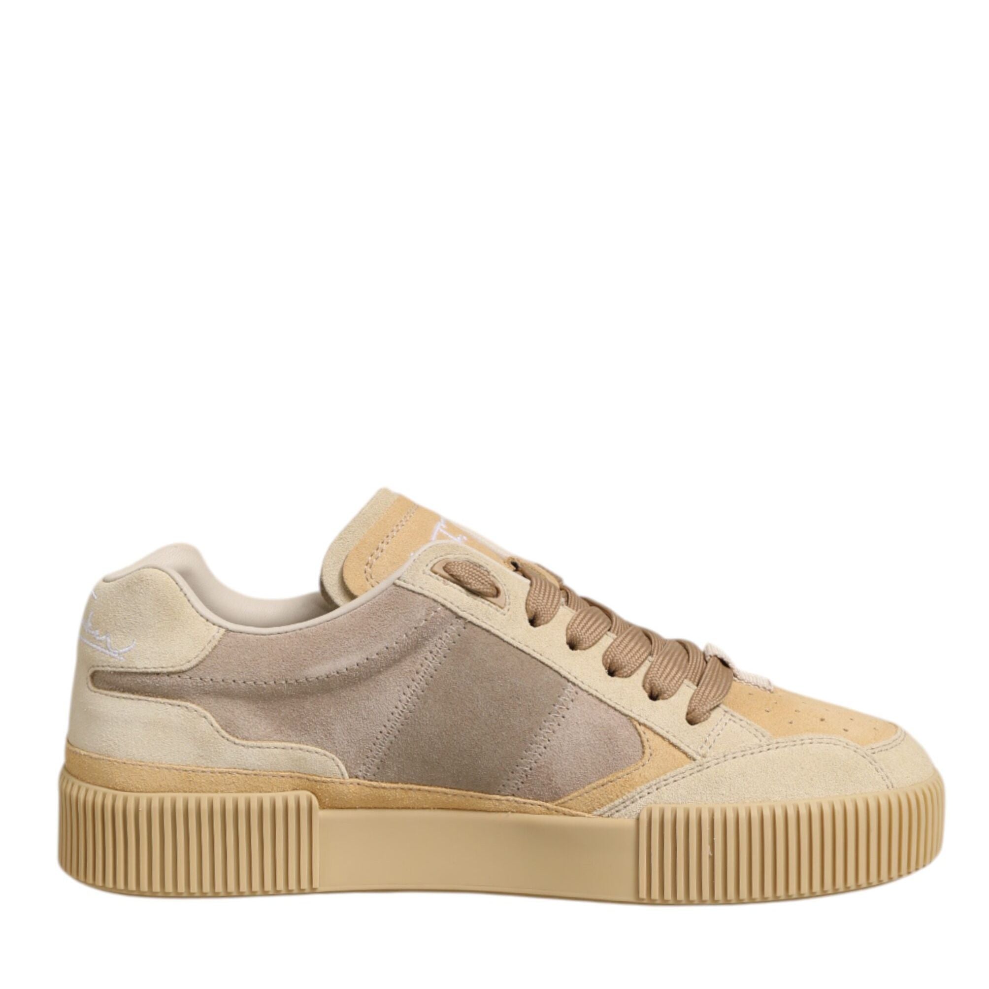 Dolce & Gabbana Beige Leather Miami Low Top Sneakers Men Shoes