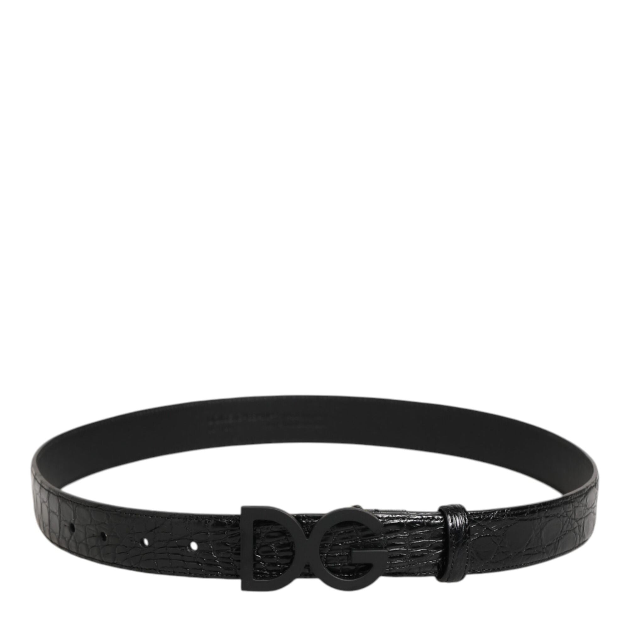 Dolce & Gabbana Black Exotic Leather Metal Logo Buckle Belt