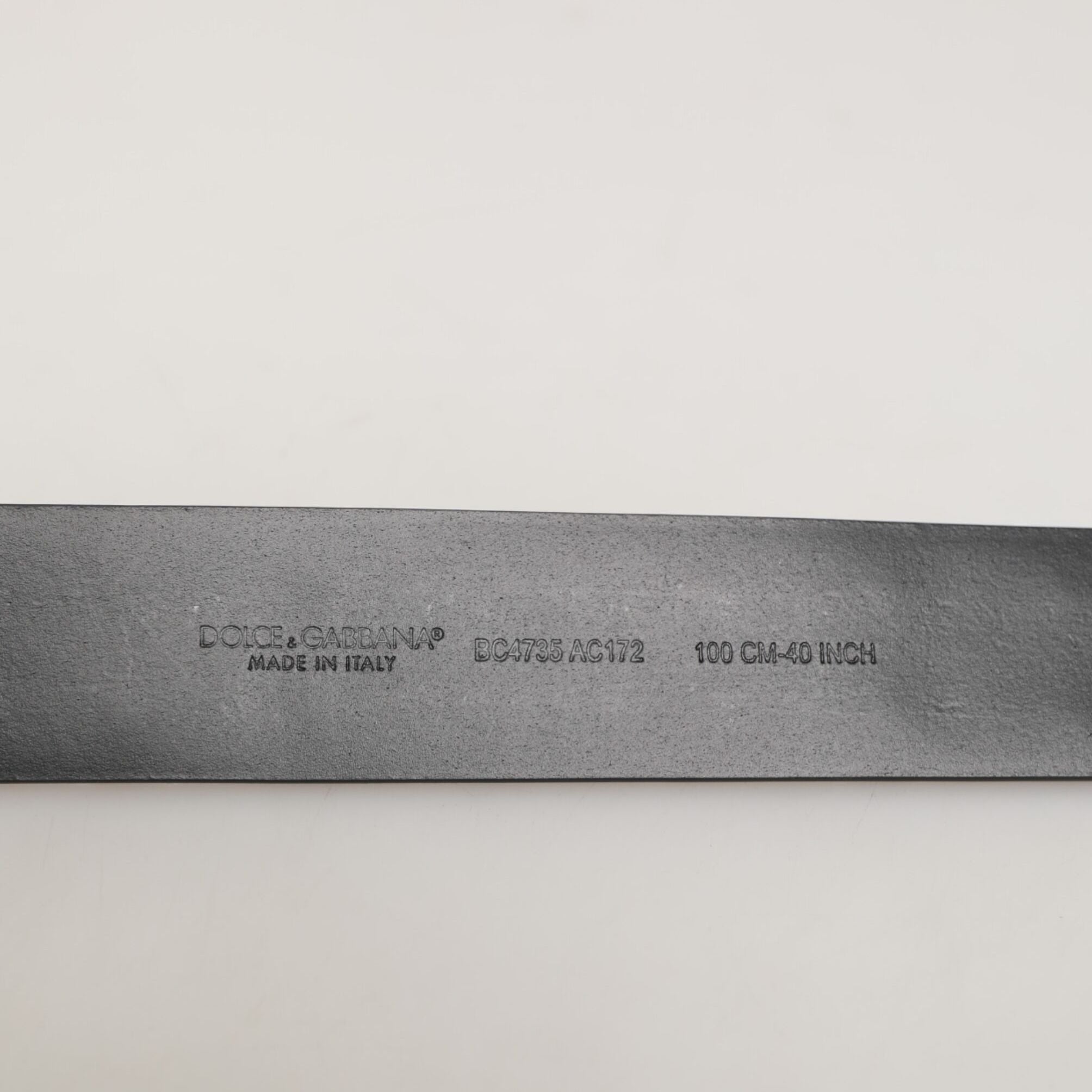 Dolce & Gabbana Black Calf Leather Studded Silver Buckle Belt