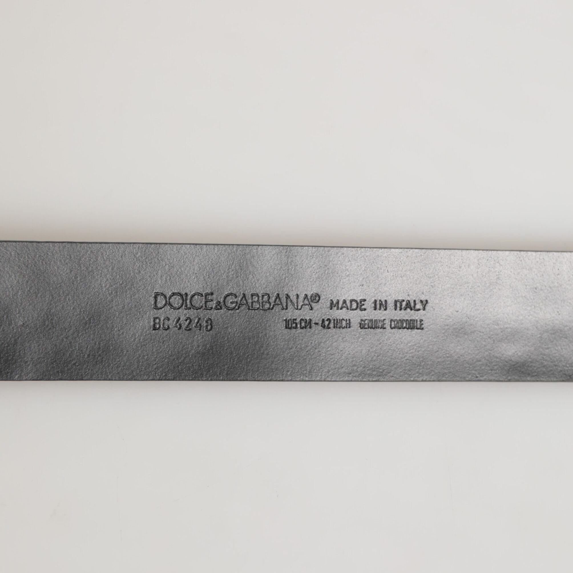 Dolce & Gabbana Black Exotic Leather DG Logo Buckle Belt