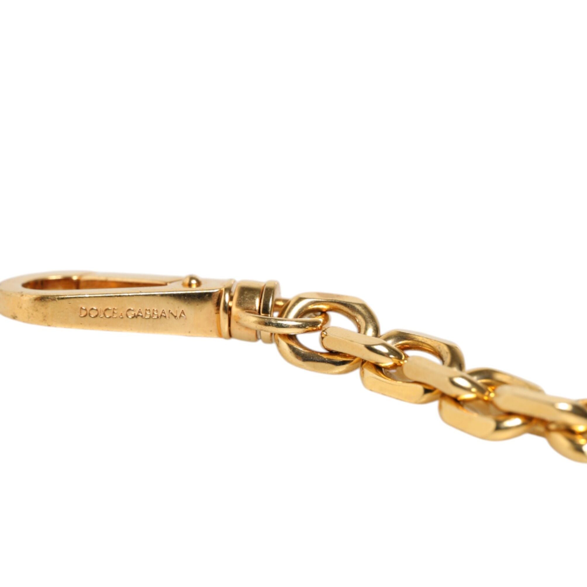 Dolce & Gabbana Black Leather Gold Chain Bag Accessory Shoulder Strap