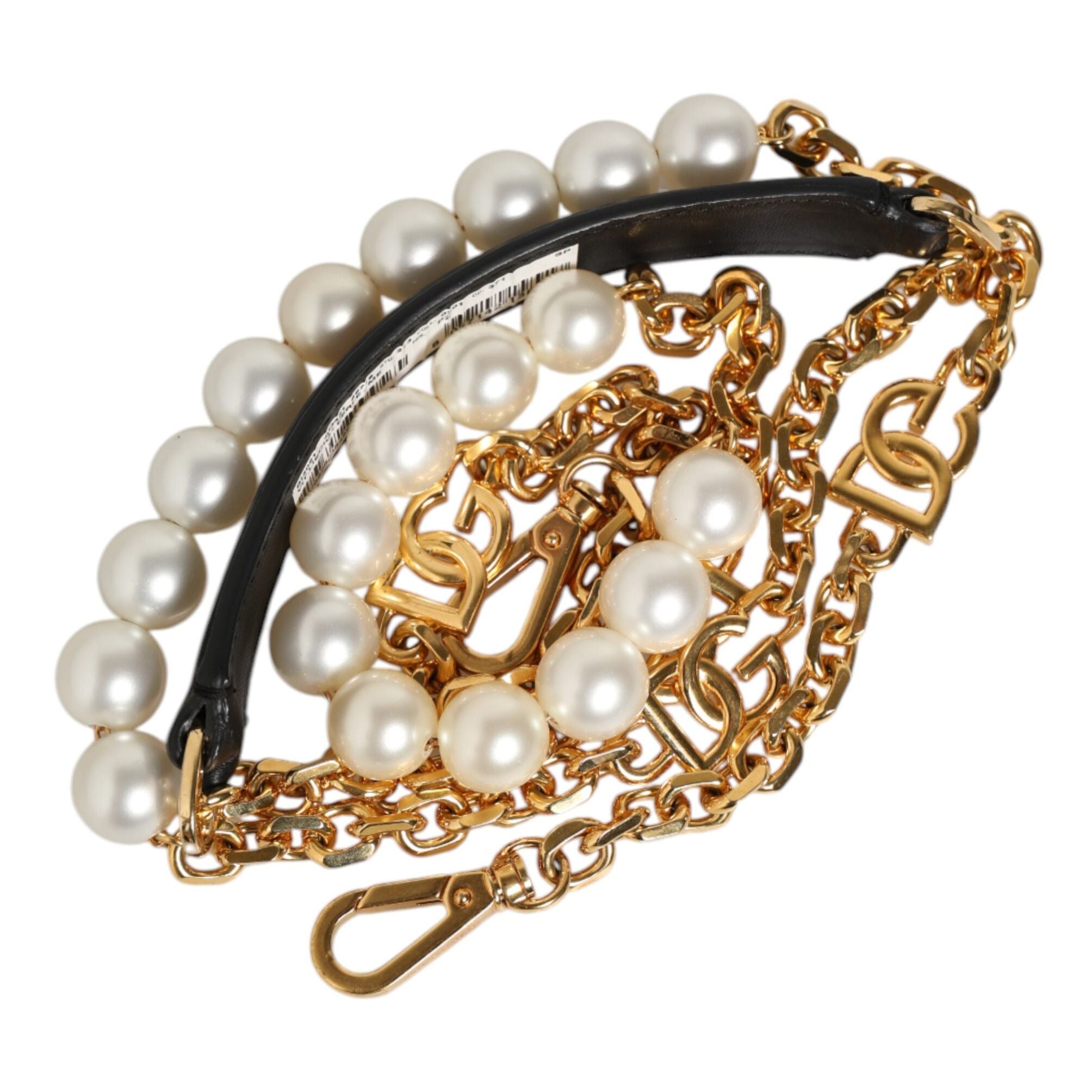 Dolce & Gabbana Black Leather Gold Chain Bag Accessory Shoulder Strap