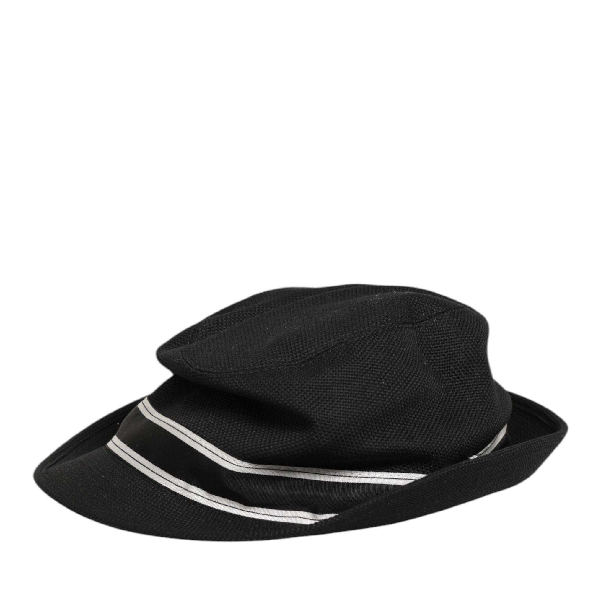 Dolce & Gabbana Black Cotton Polka Dot Lining Fedora Men Hat