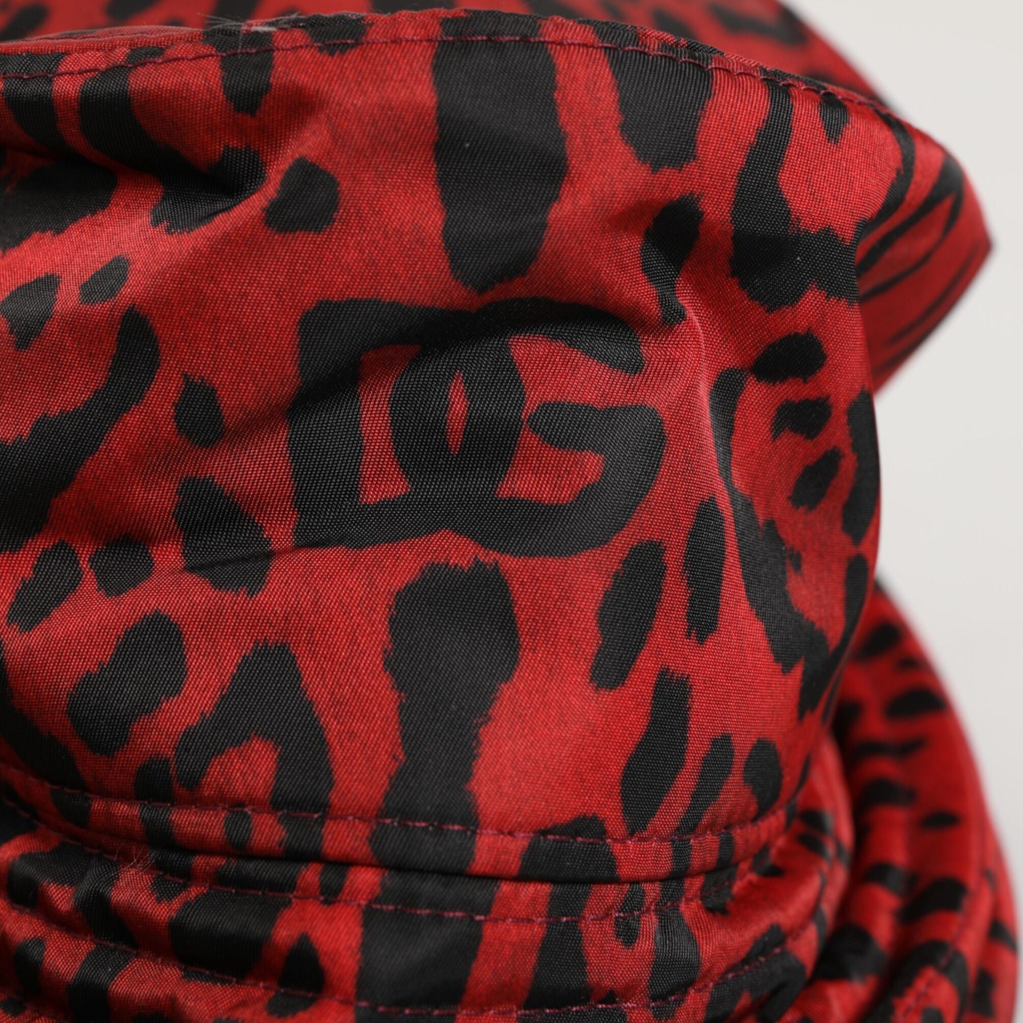 Dolce & Gabbana Red Black Nylon Leopard Print Bucket Men Cap Hat