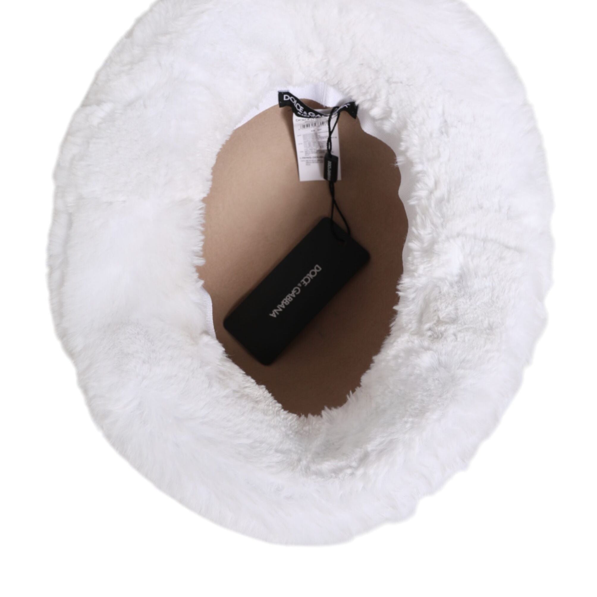 Dolce & Gabbana White Modacrylic Fur Bucket Men Capello Hat