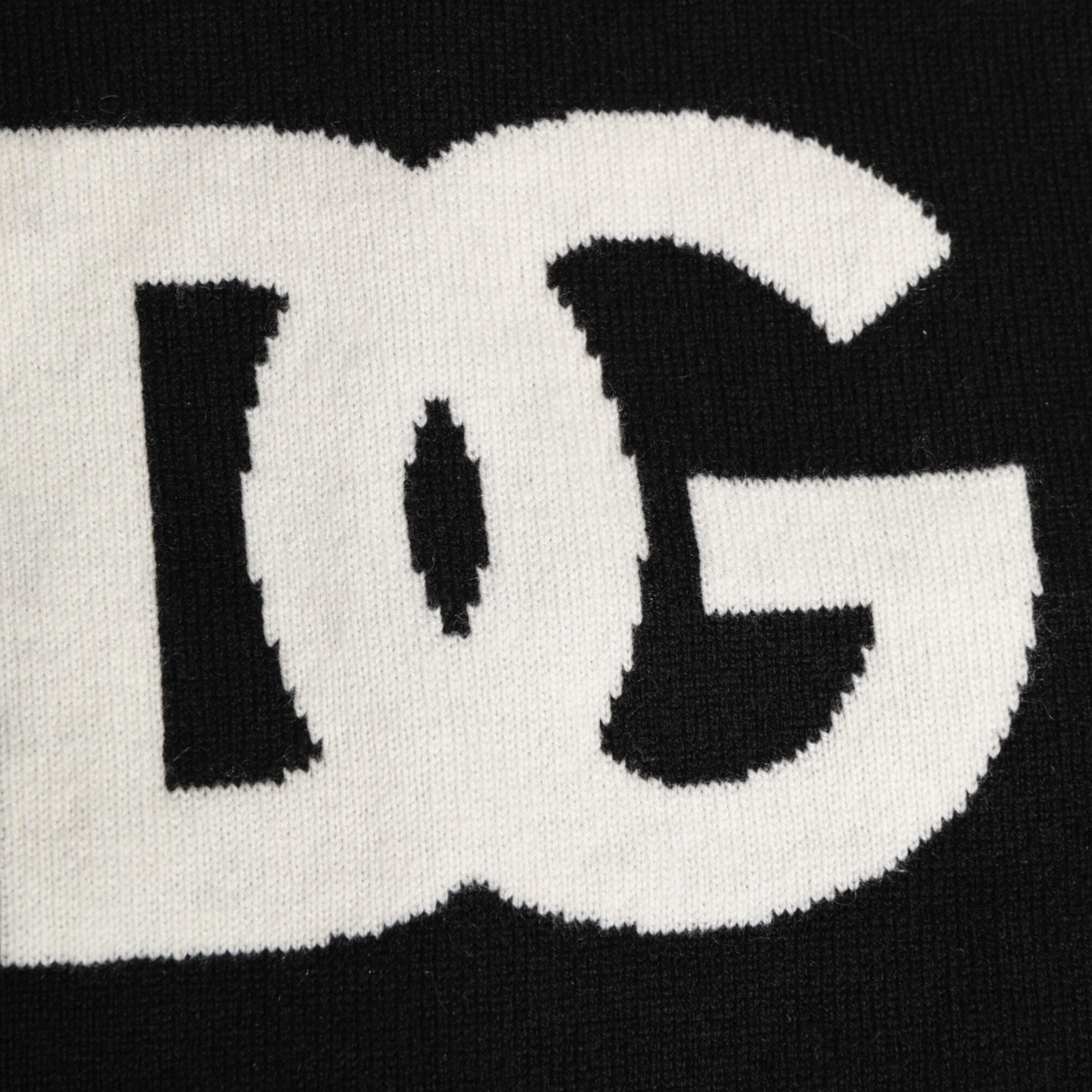 Dolce & Gabbana Black D&G Logo Cashmere Knitted Men One Size Scarf