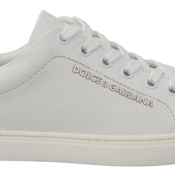Dolce & Gabbana White Suede Leather Low Top Sneakers Shoes