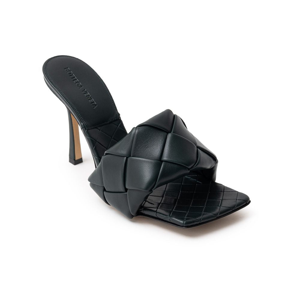 Bottega Veneta Green Leather Stiletto Heel Sandals