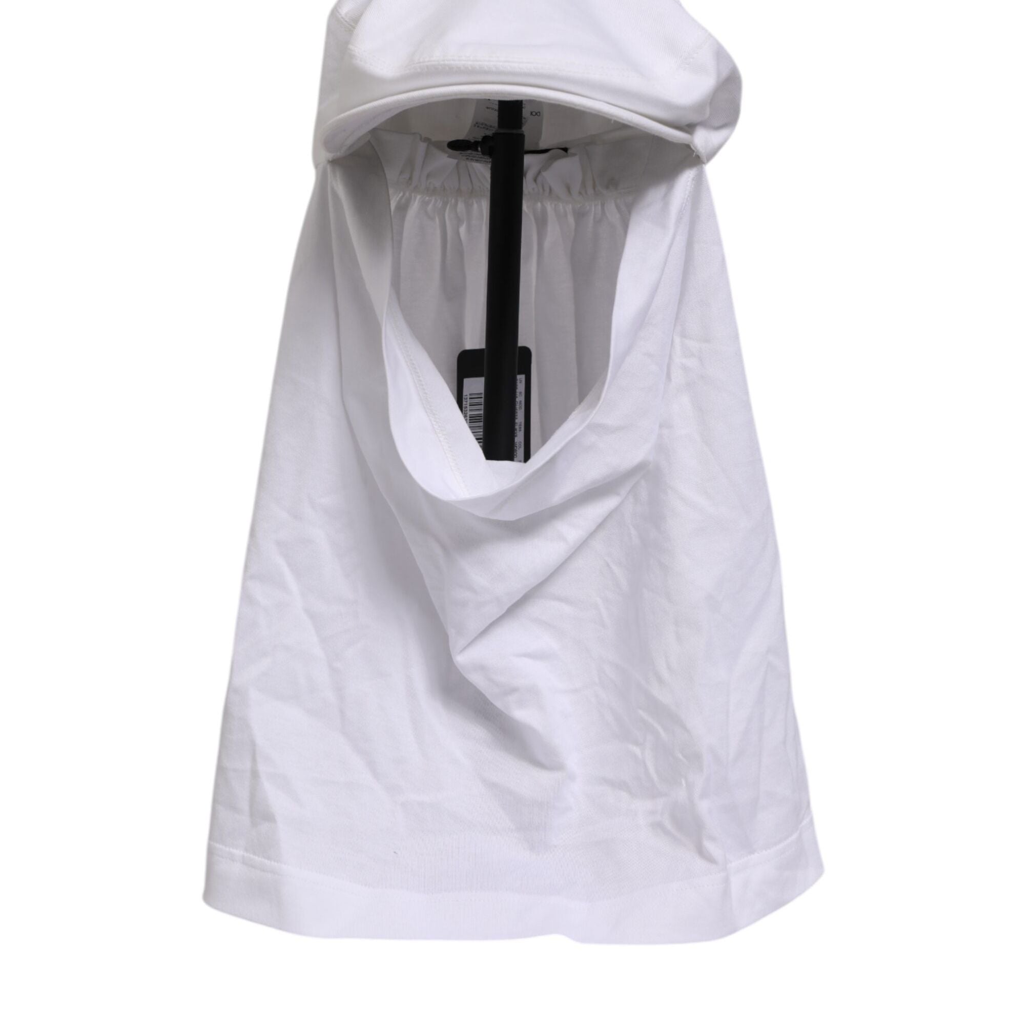 Dolce & Gabbana White Cotton DG Logo Plaque Baseball Balaclava Hat