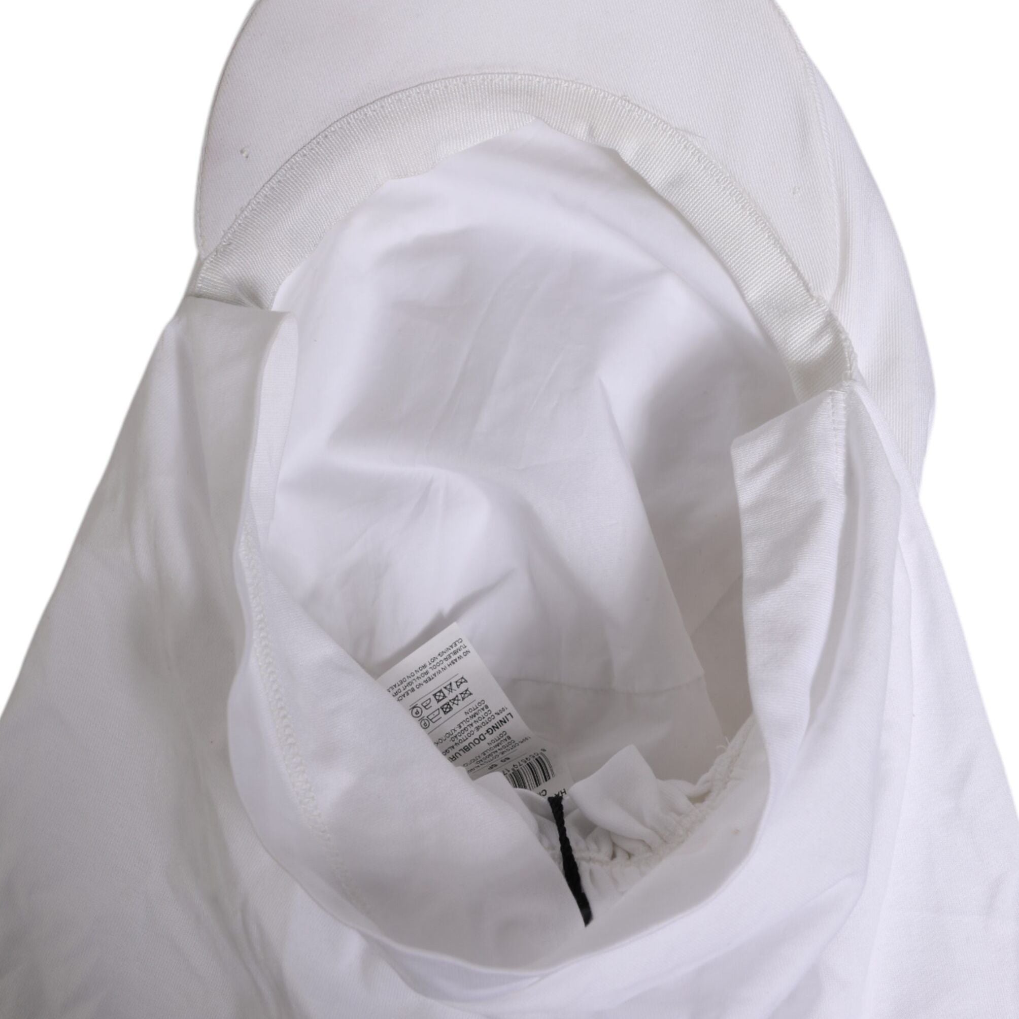 Dolce & Gabbana White Cotton DG Logo Plaque Baseball Balaclava Hat