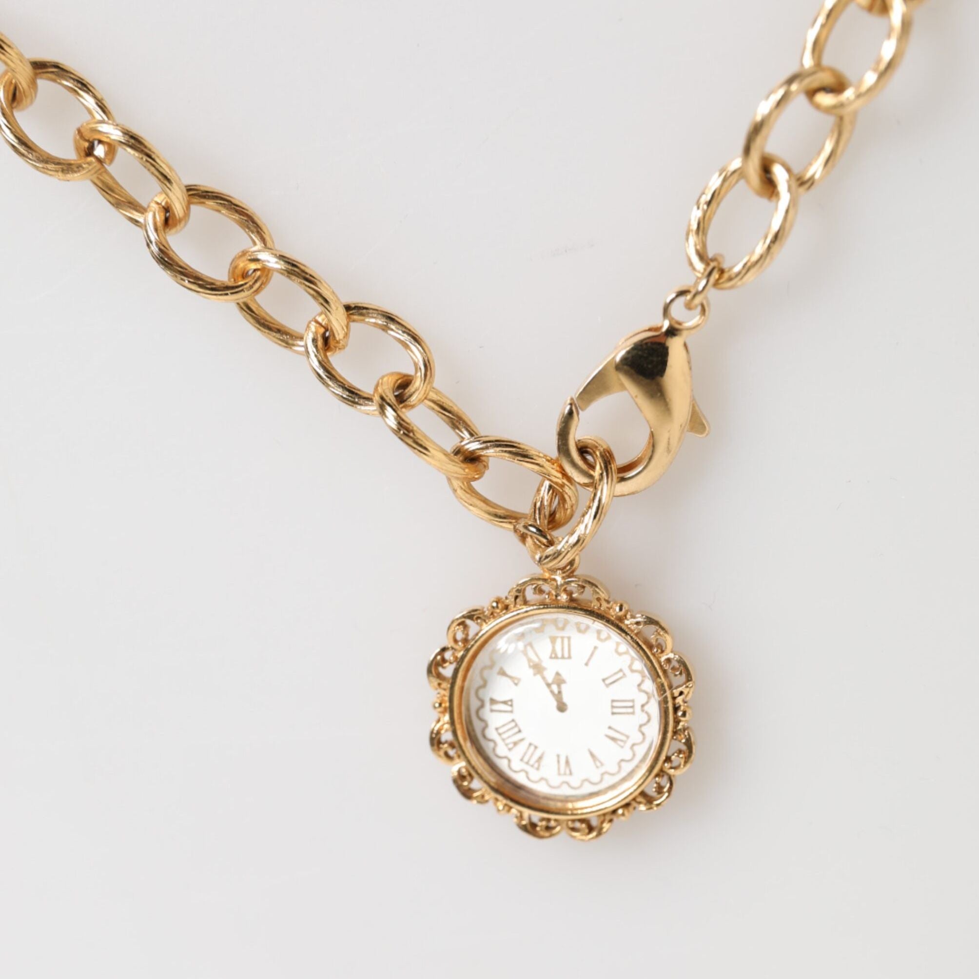 Dolce & Gabbana Gold Crystal Clock Pendant Statement Jewelry Necklace