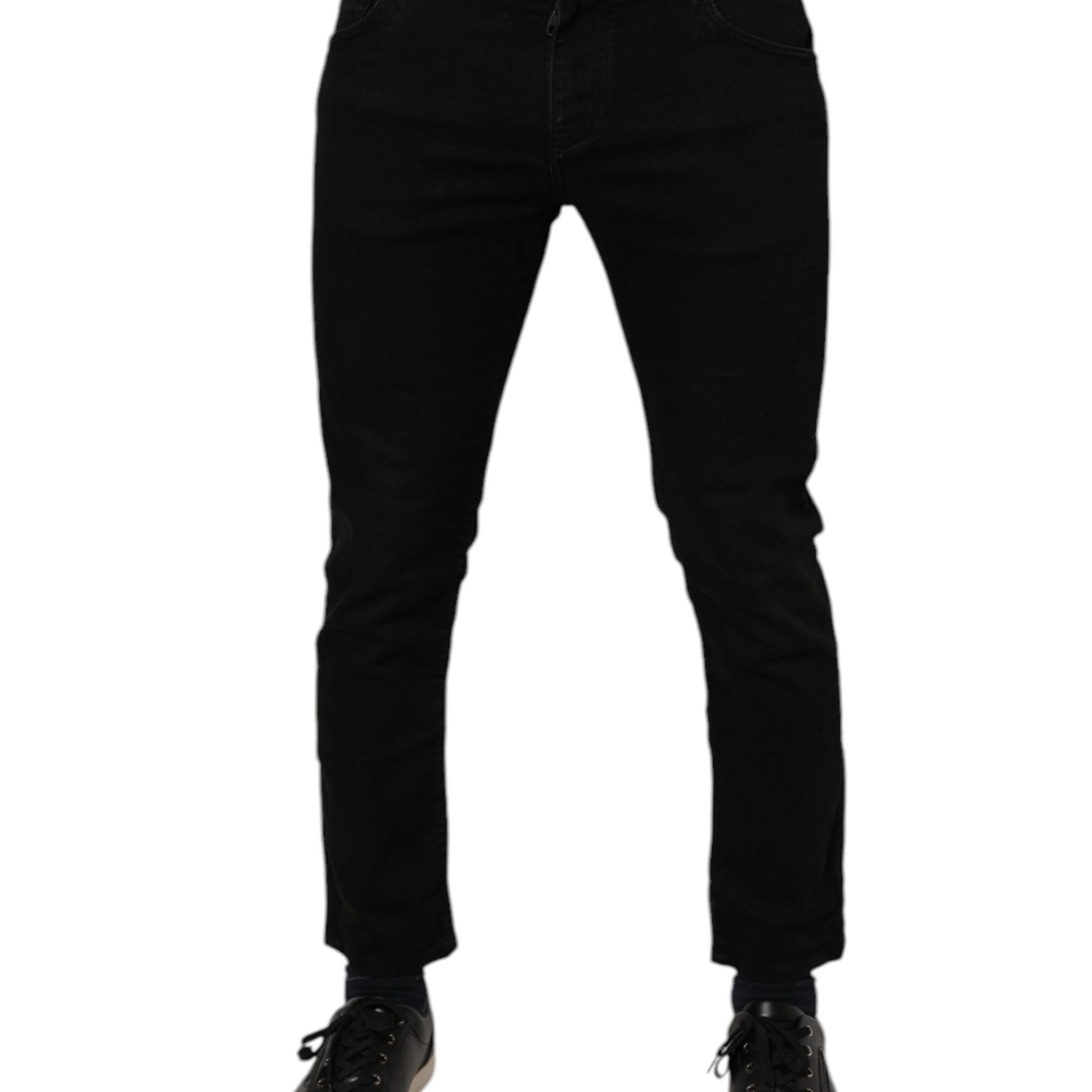 Dolce & Gabbana Black Cotton Stretch Skinny Men Denim Jeans