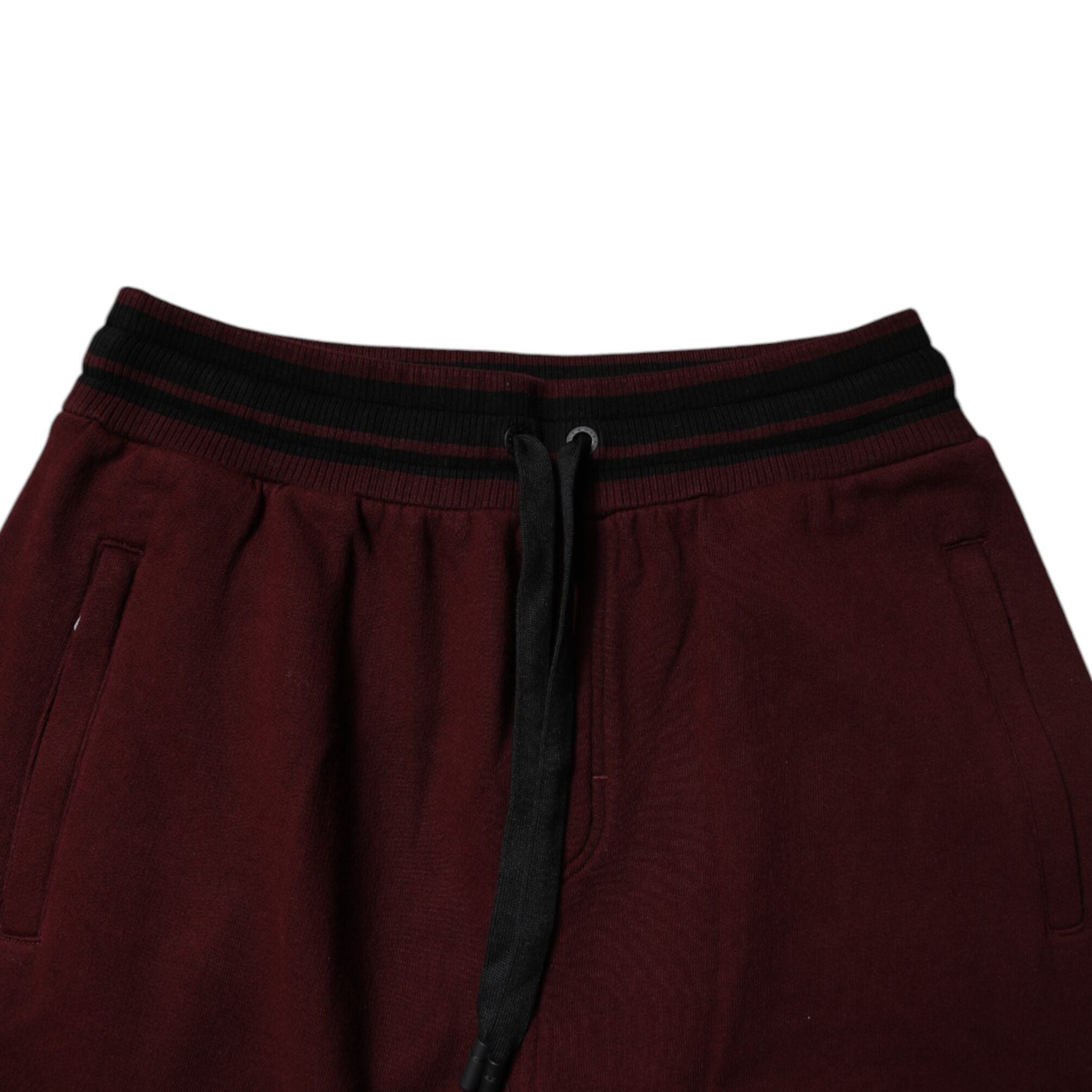Dolce & Gabbana Maroon Cotton Men Jogger Sweatpants Pants