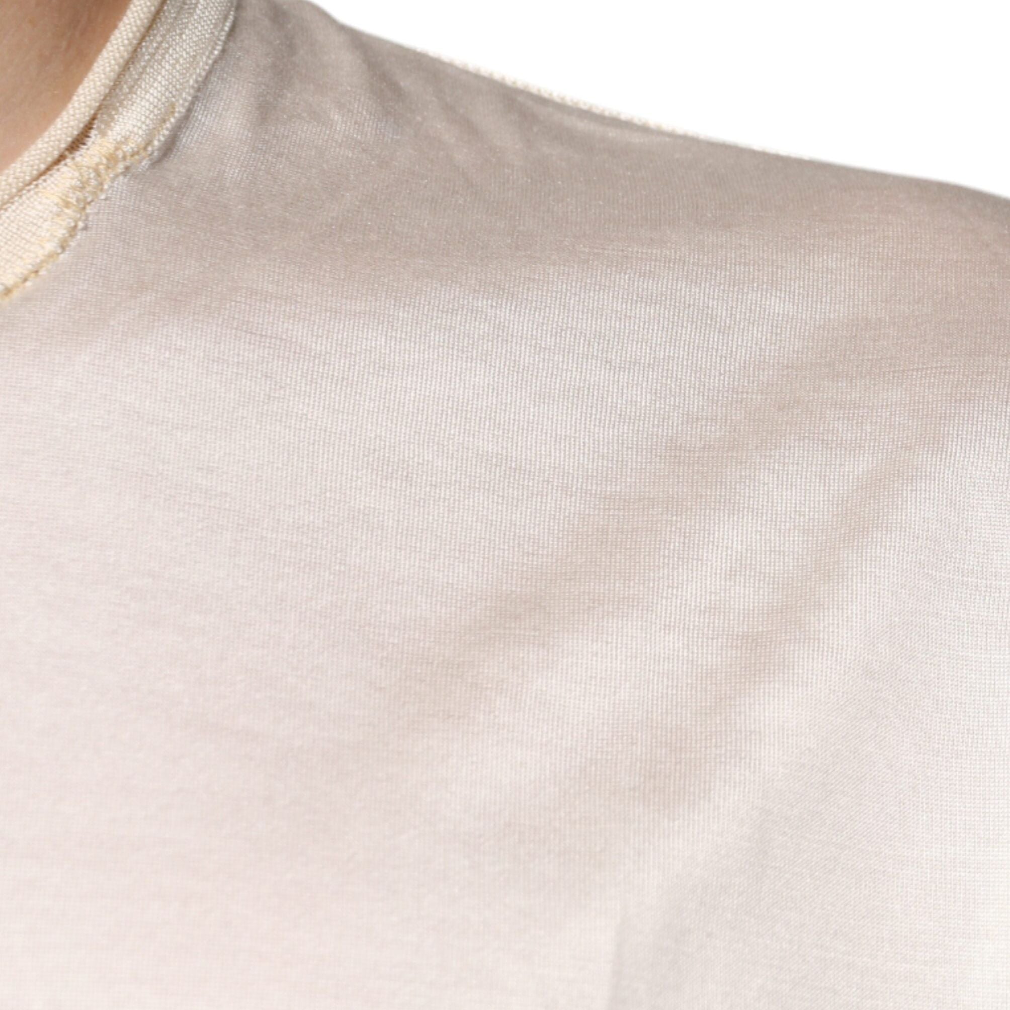 Dolce & Gabbana Off White Silk Henley Short Sleeves T-Shirt