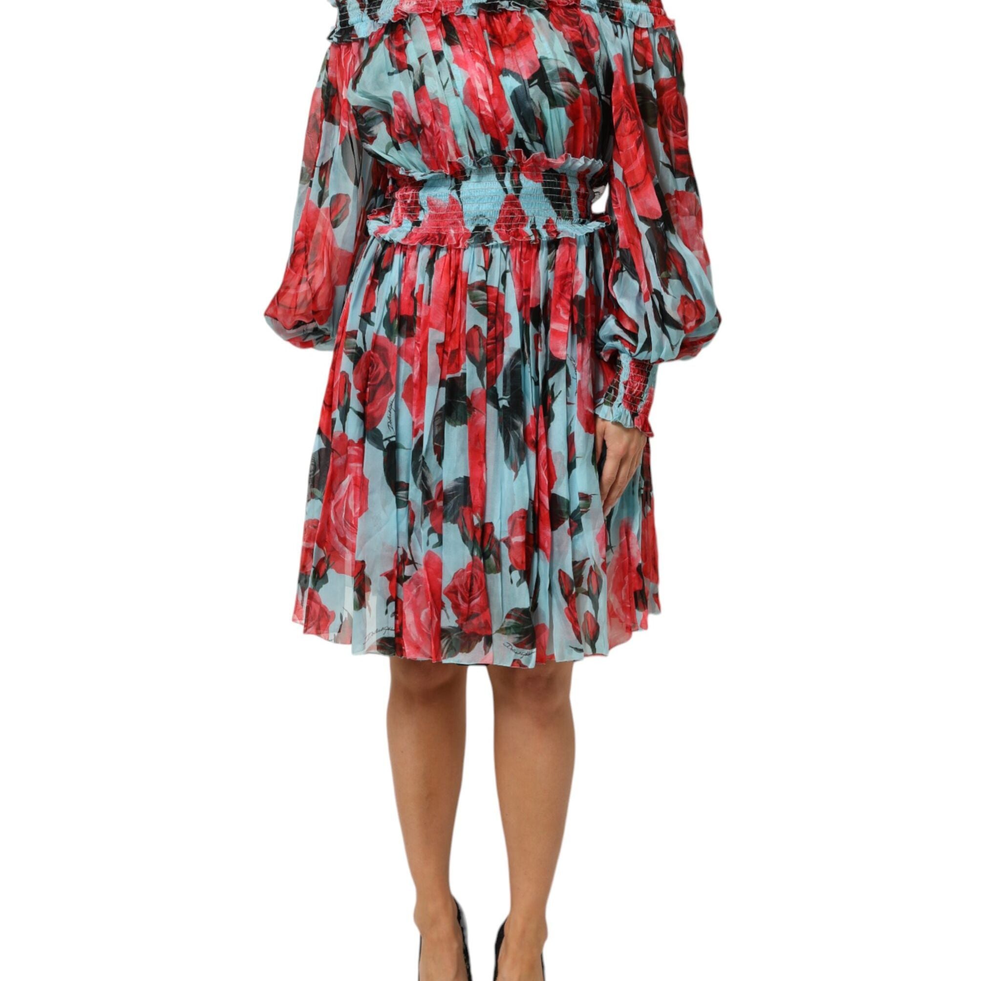 Dolce & Gabbana Multicolor Romantic Floral Silk Chiffon Dress