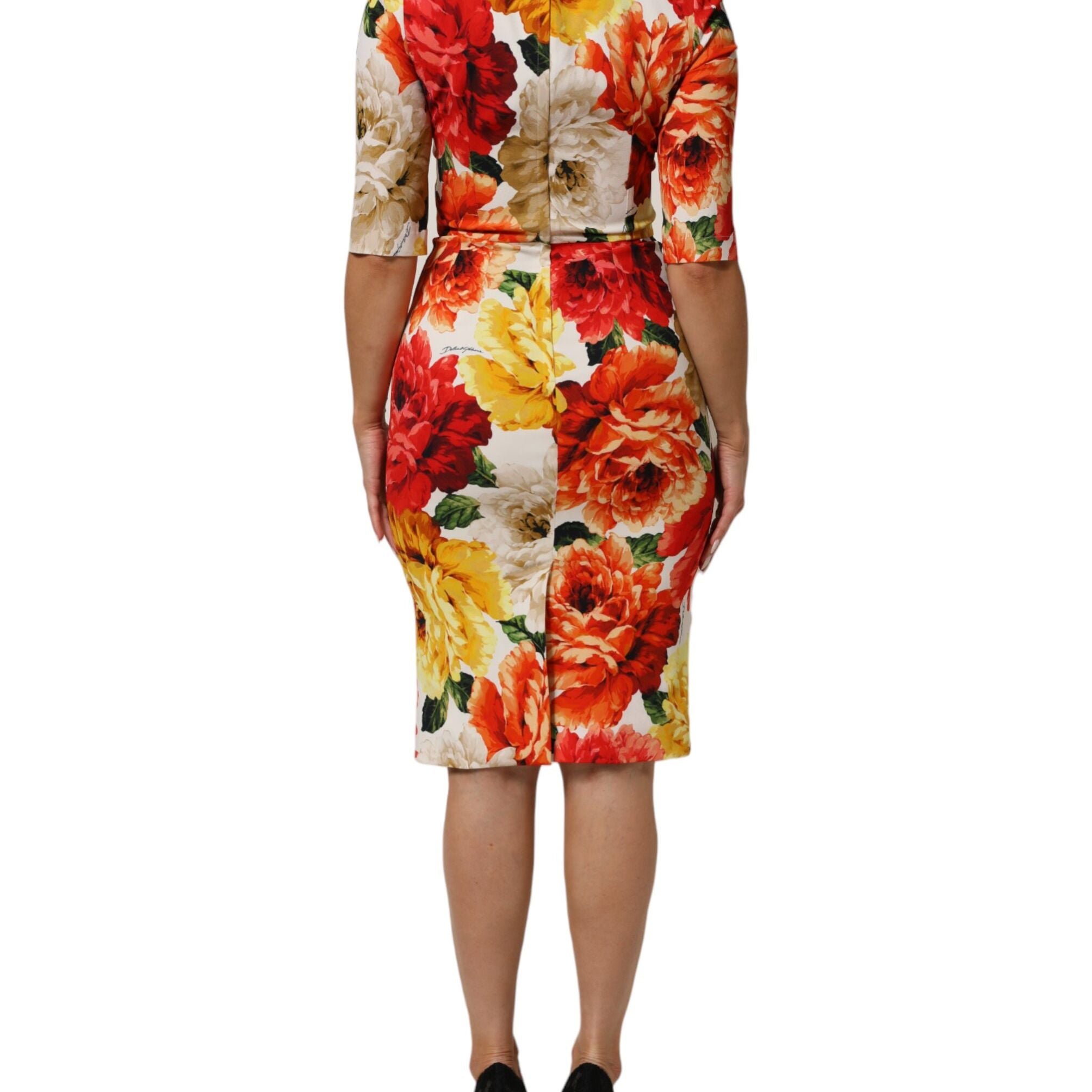 Dolce & Gabbana Multicolor Floral Print Viscose Sheath Dress