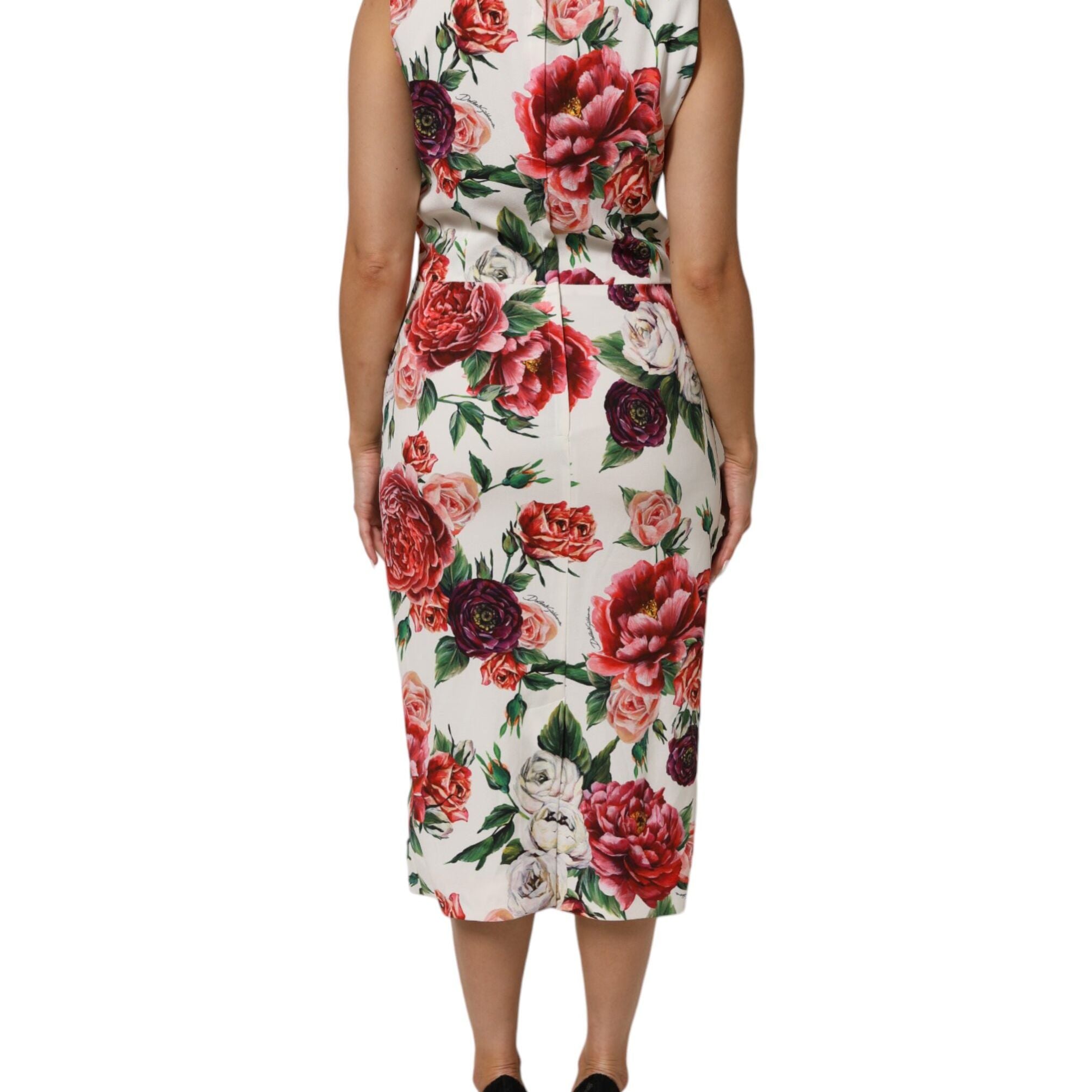 Dolce & Gabbana Multicolor Floral Print Viscose Sheath Dress